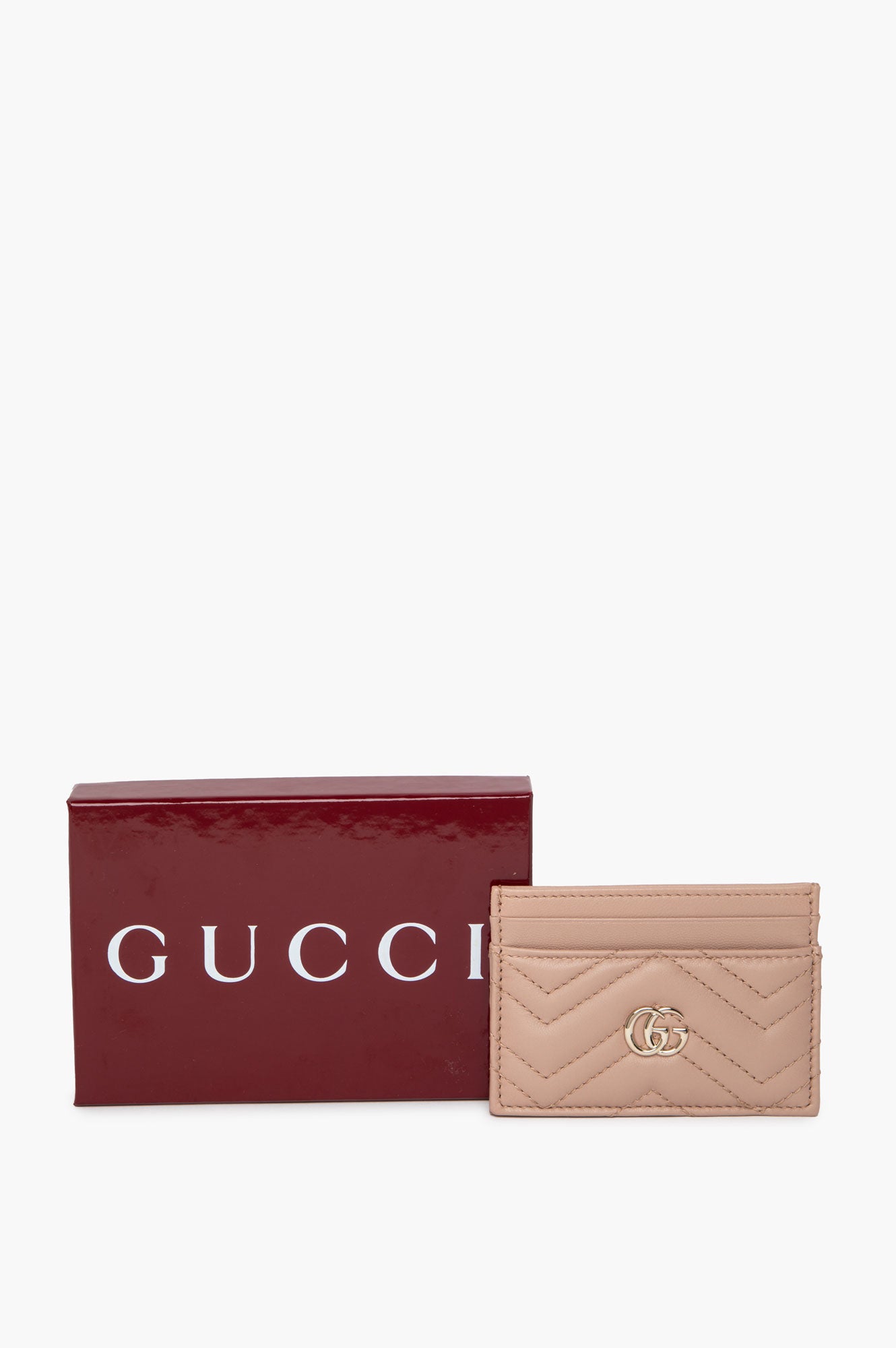 Gucci Pink Beige GG Marmont Card Case