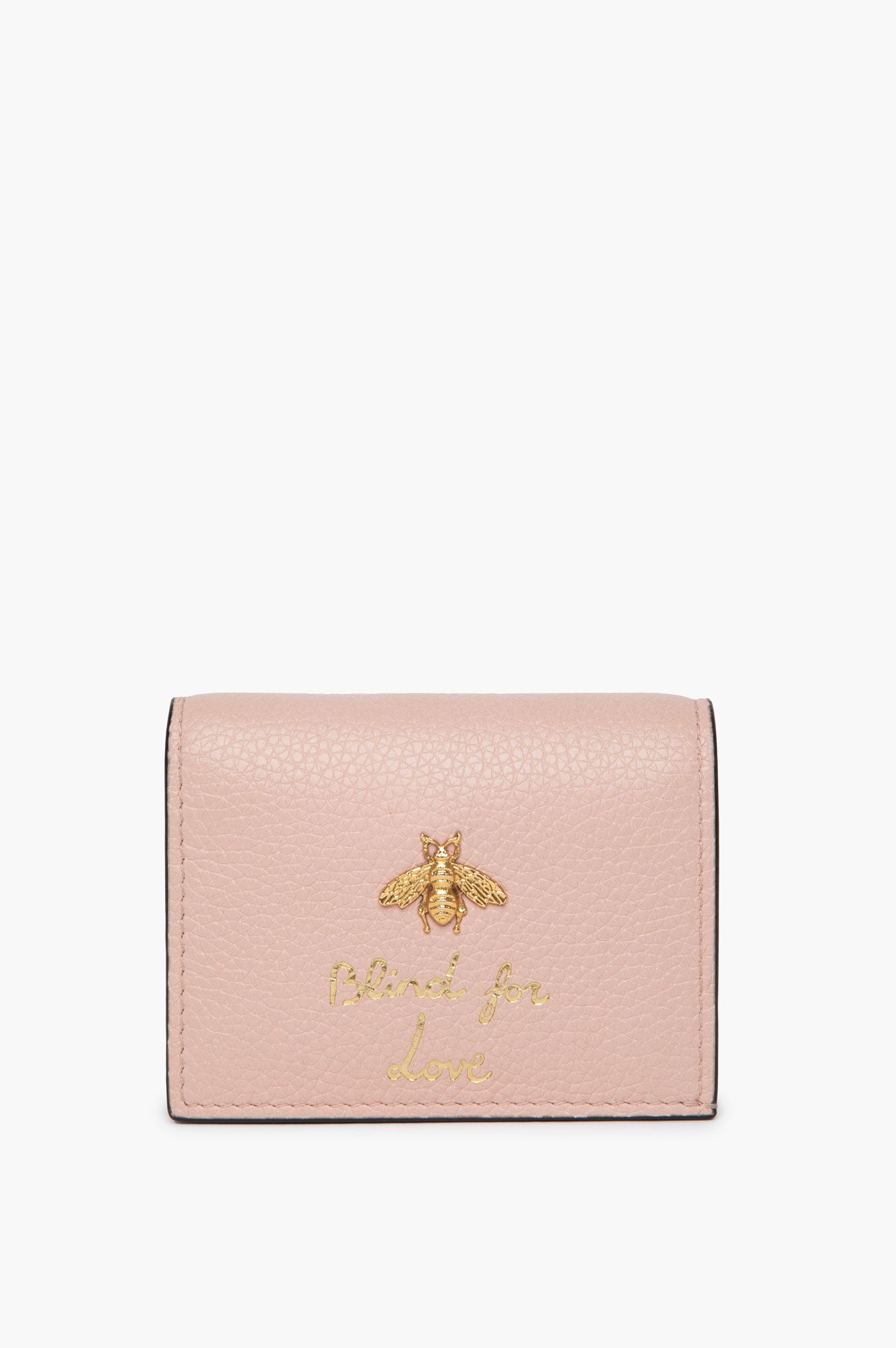 Gucci Pink Animalier Leather Bi-fold Wallet Bee