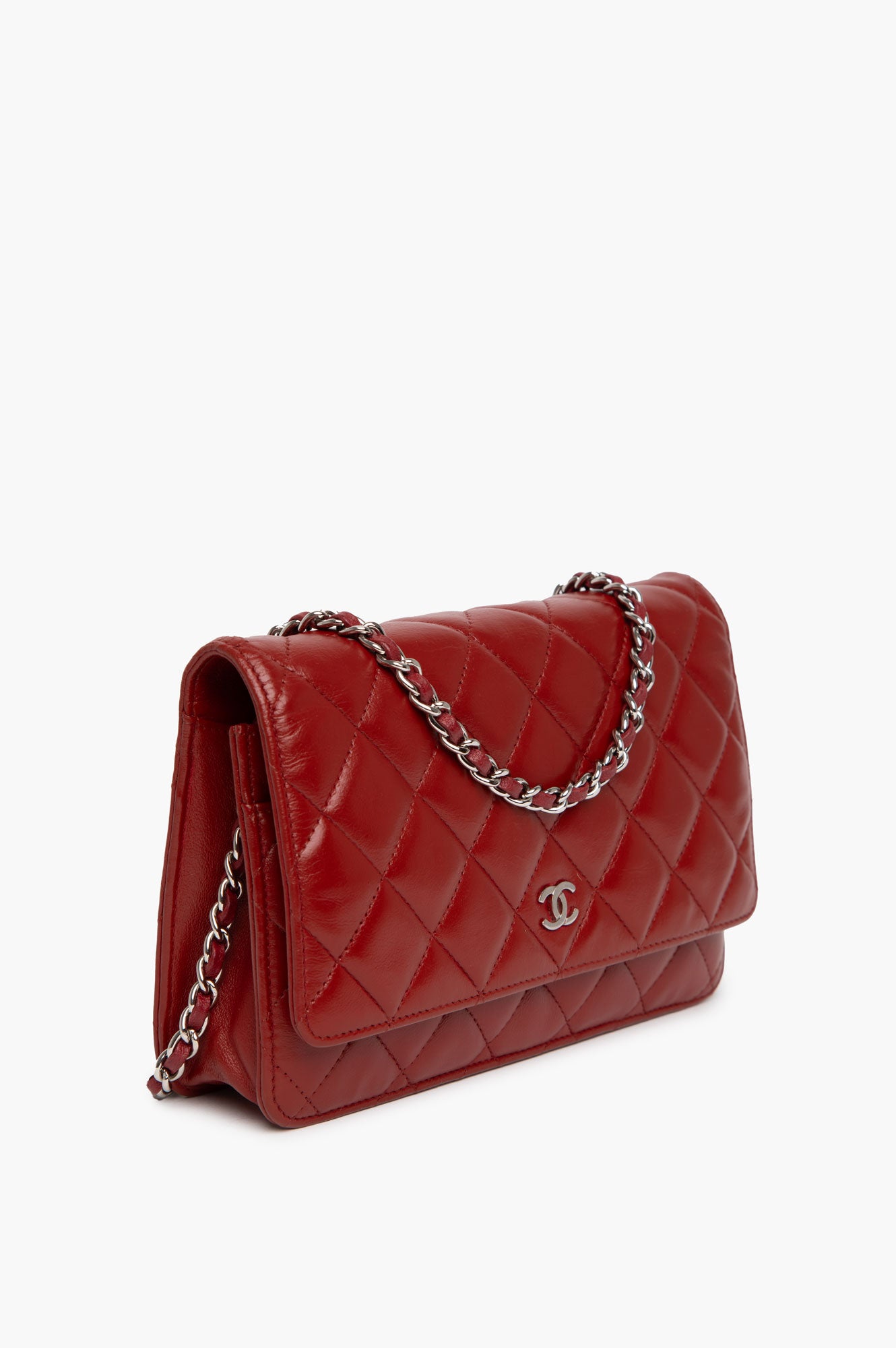 Chanel Red Lambskin Wallet on Chain