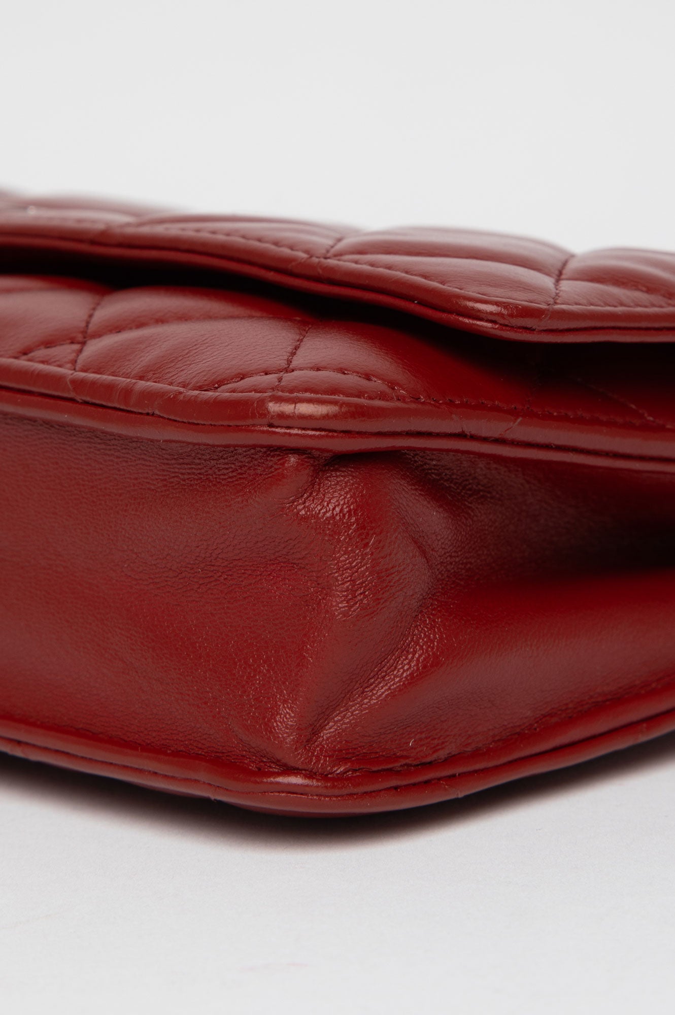 Chanel Red Lambskin Wallet on Chain