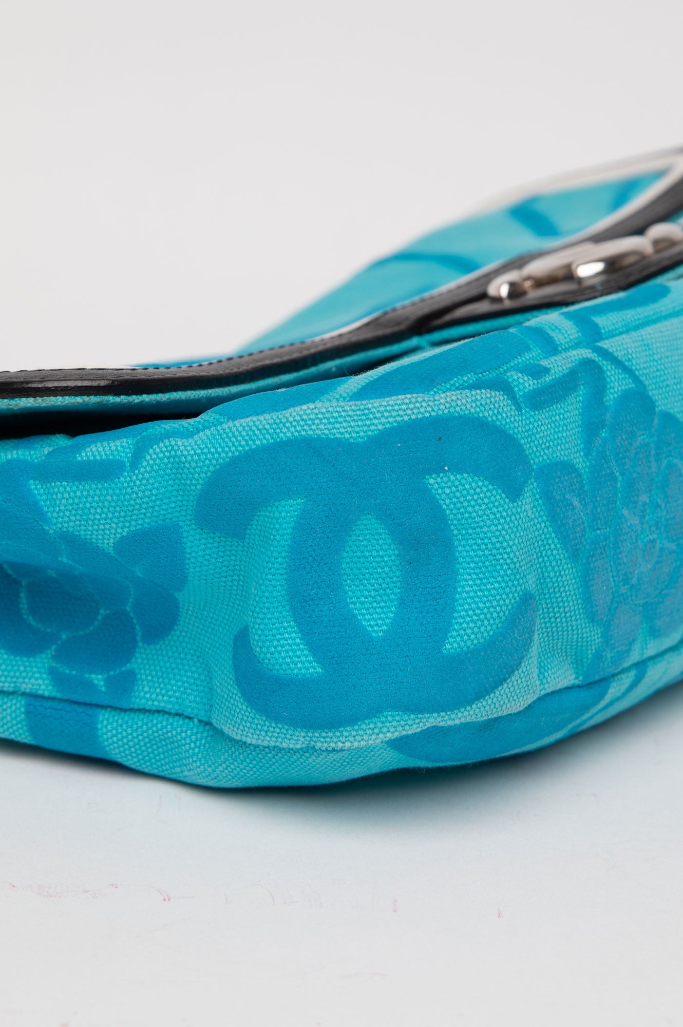 Chanel Blue Camellia Single Flap Shoulder Bag