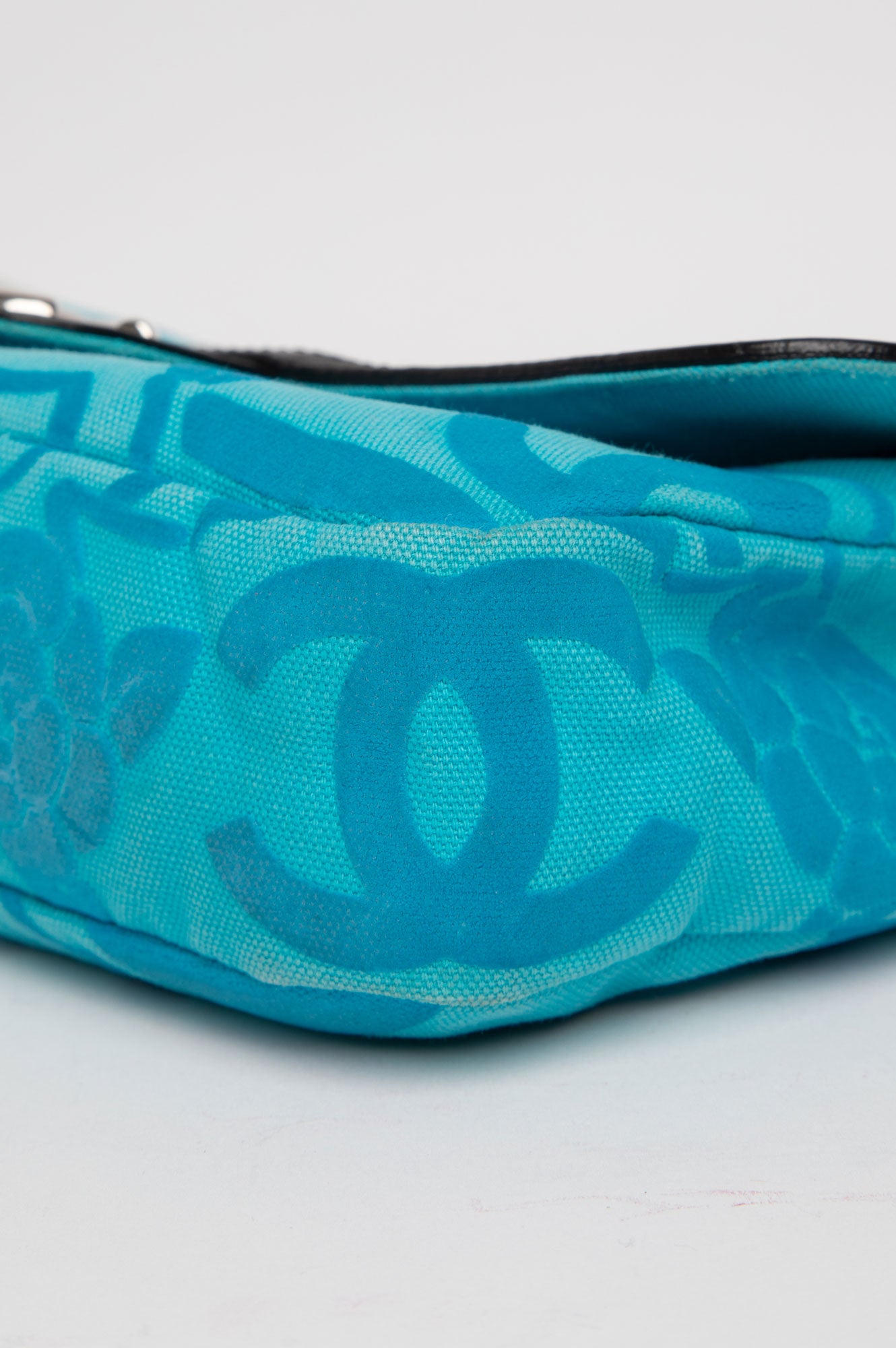 Chanel Blue Camellia Single Flap Shoulder Bag