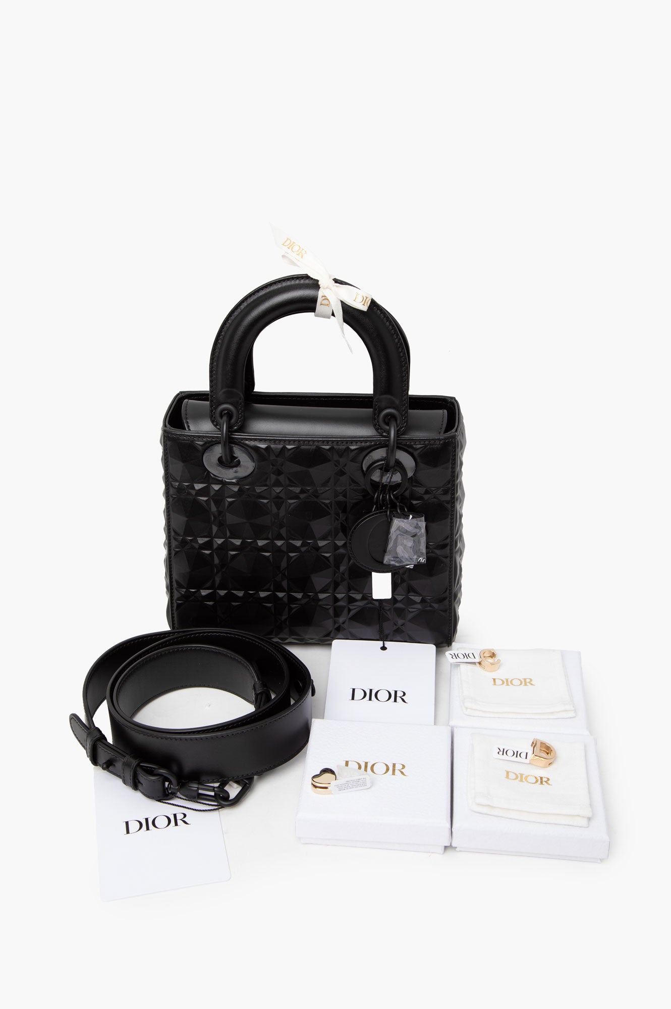 Christian Dior My ABCDior Black Cannage Calfskin With Diamond Motif Size Small