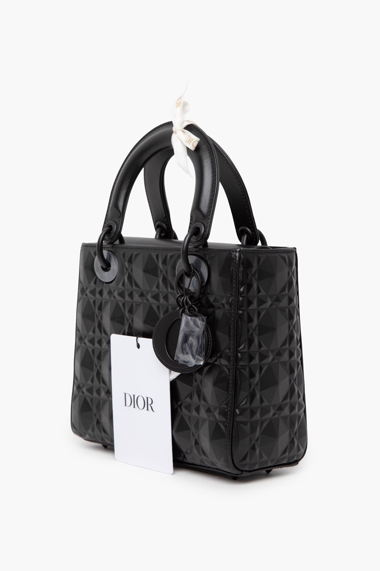 Christian Dior My ABCDior Black Cannage Calfskin With Diamond Motif Size Small