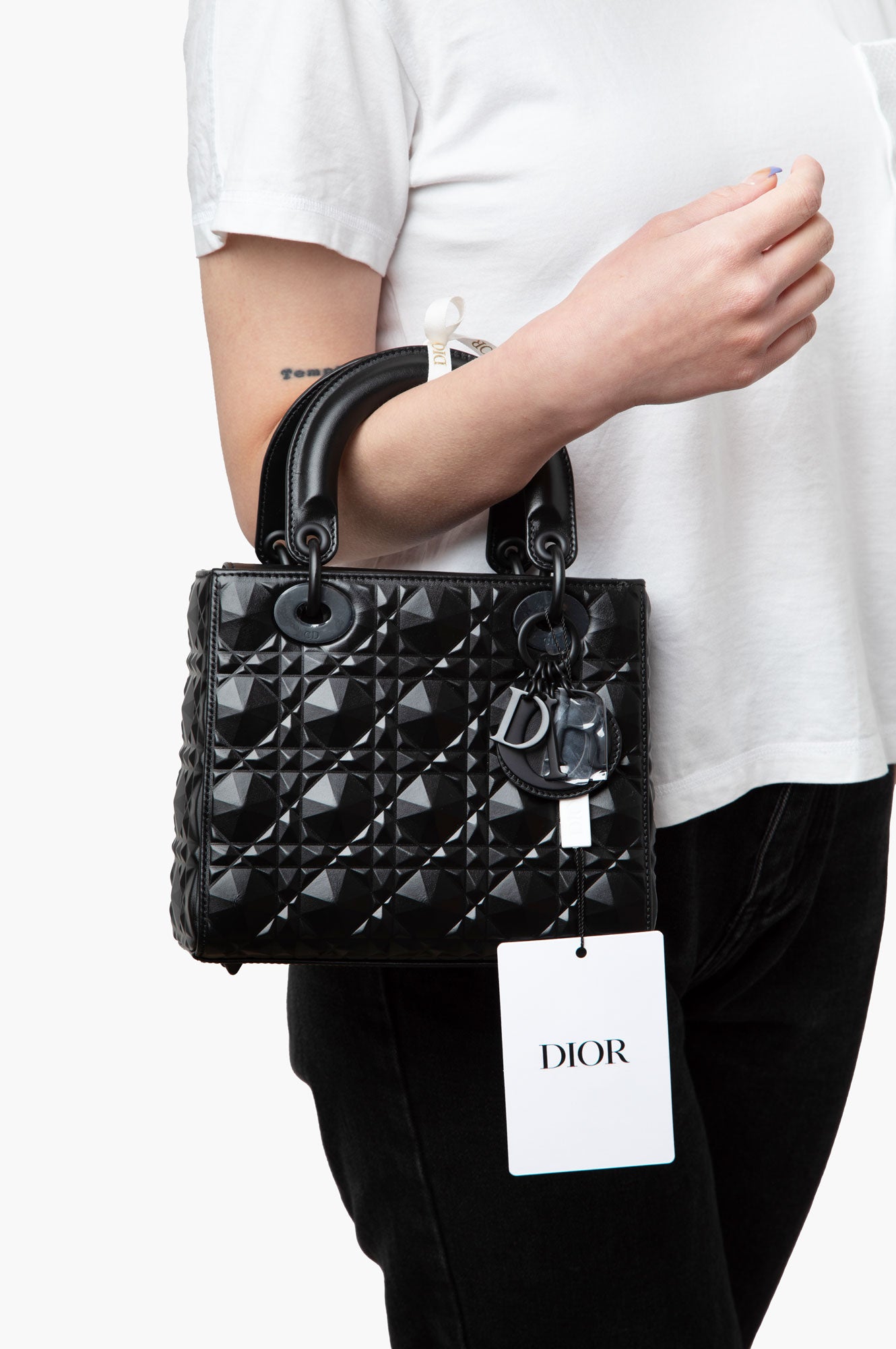 Christian Dior My ABCDior Black Cannage Calfskin With Diamond Motif Size Small