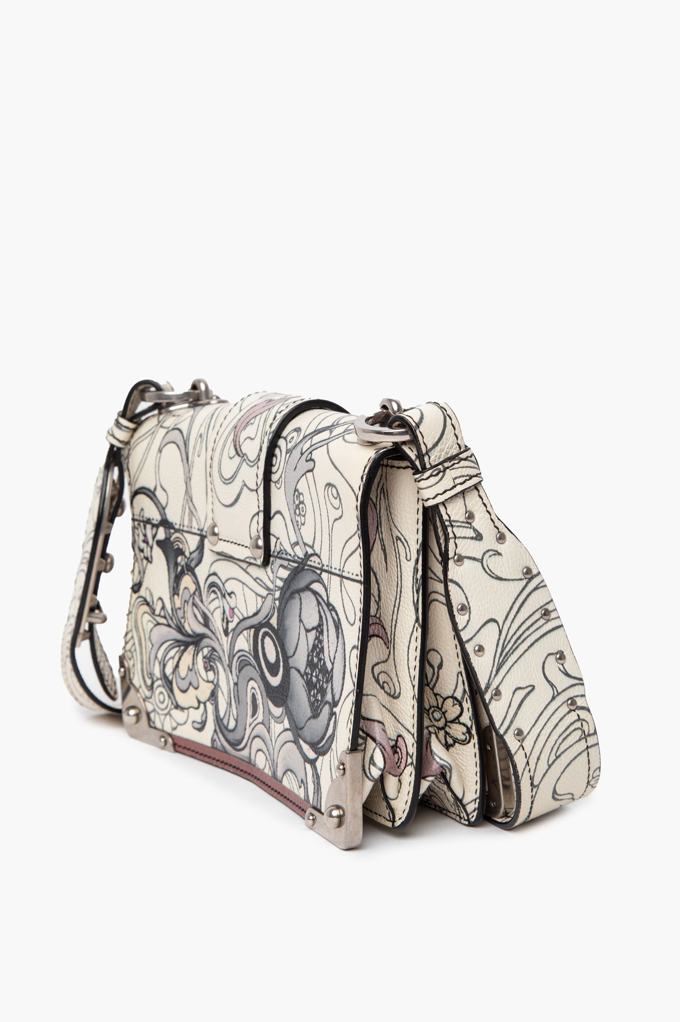 Prada x James Jean Limited Edition Glace Calfskin Rabbit Print Cahier Bag