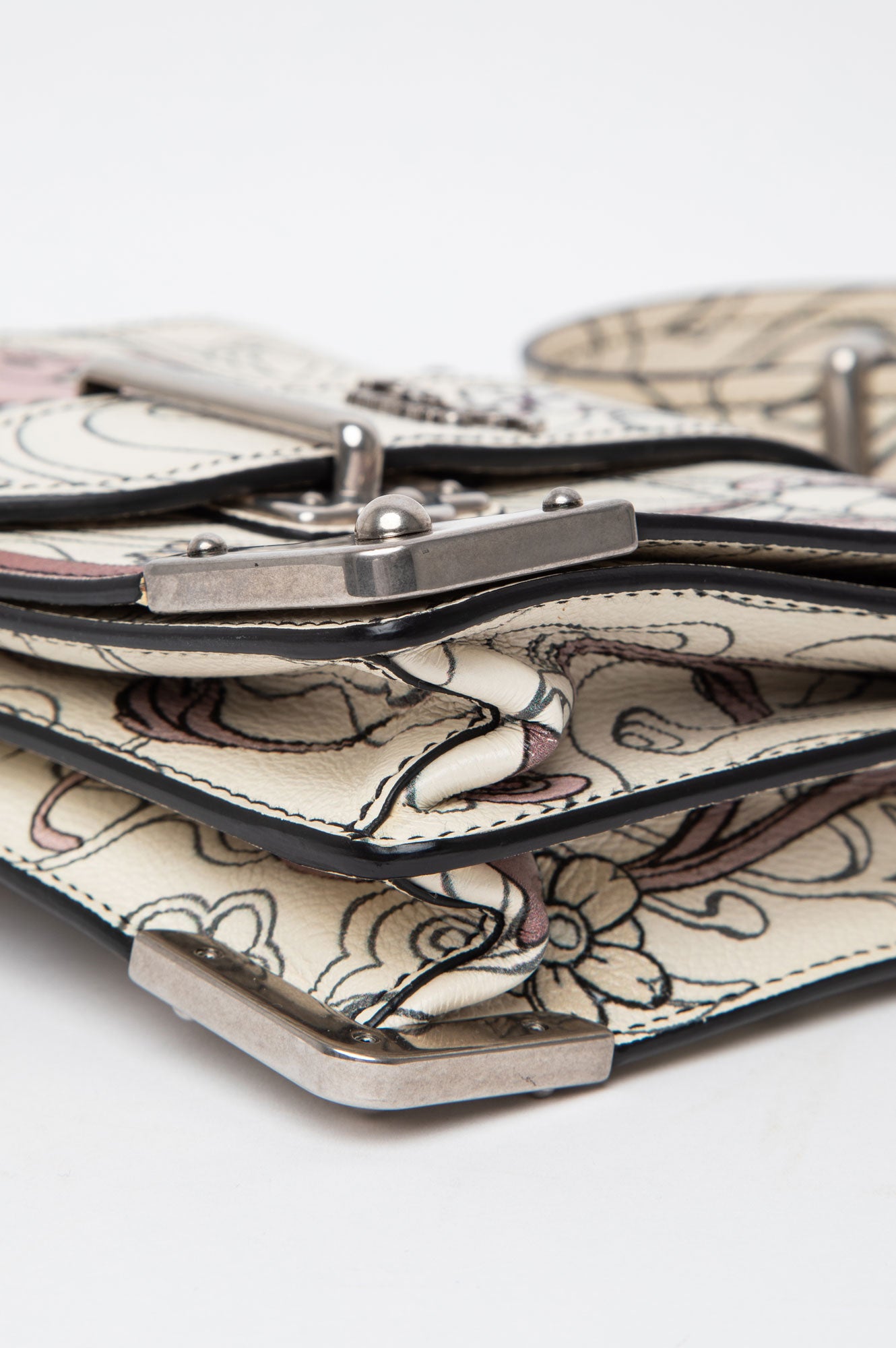 Prada x James Jean Limited Edition Glace Calfskin Rabbit Print Cahier Bag