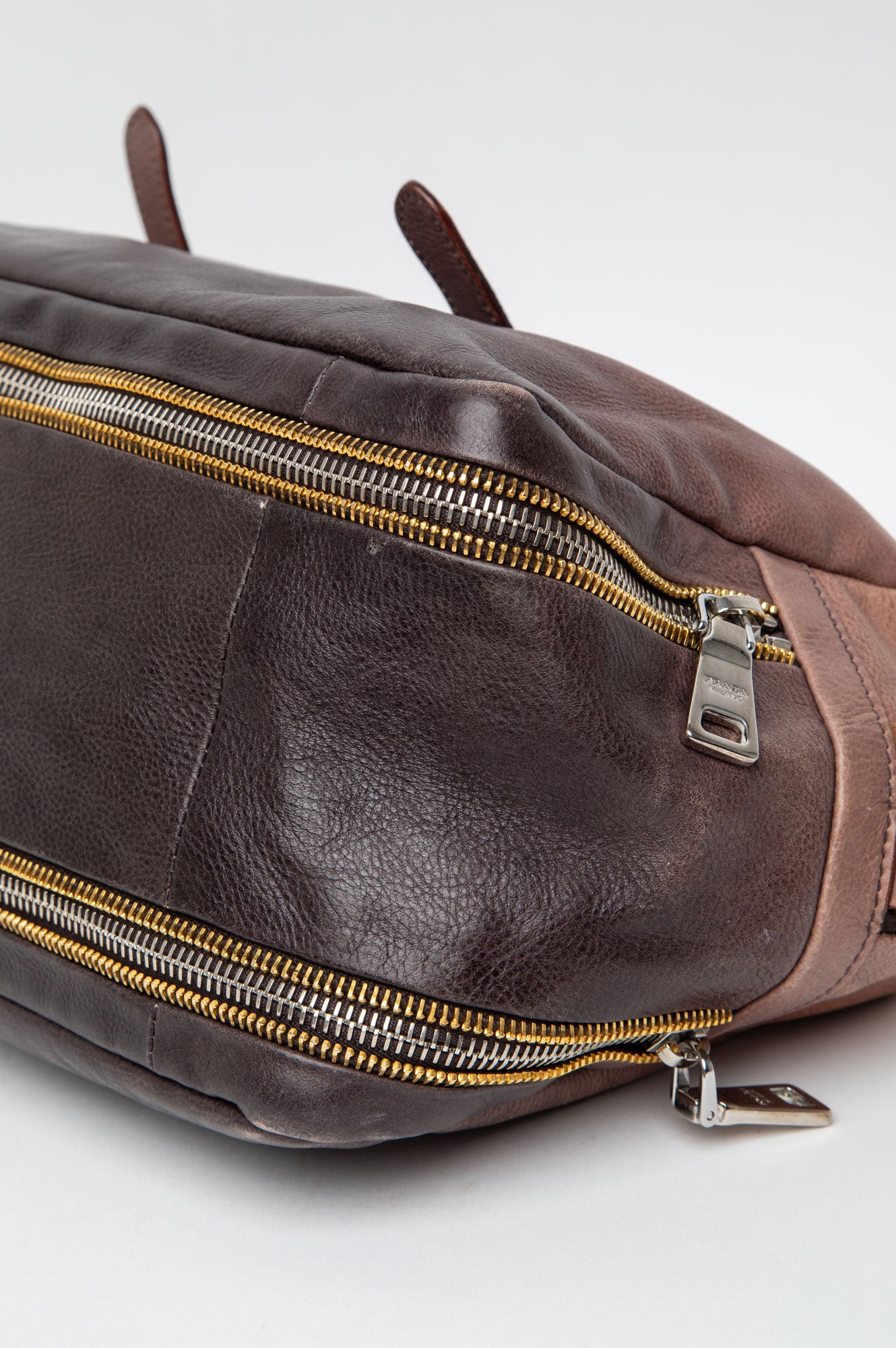 Prada Ardesia/Nudo Ombre Glace Zippers Satchel Bag