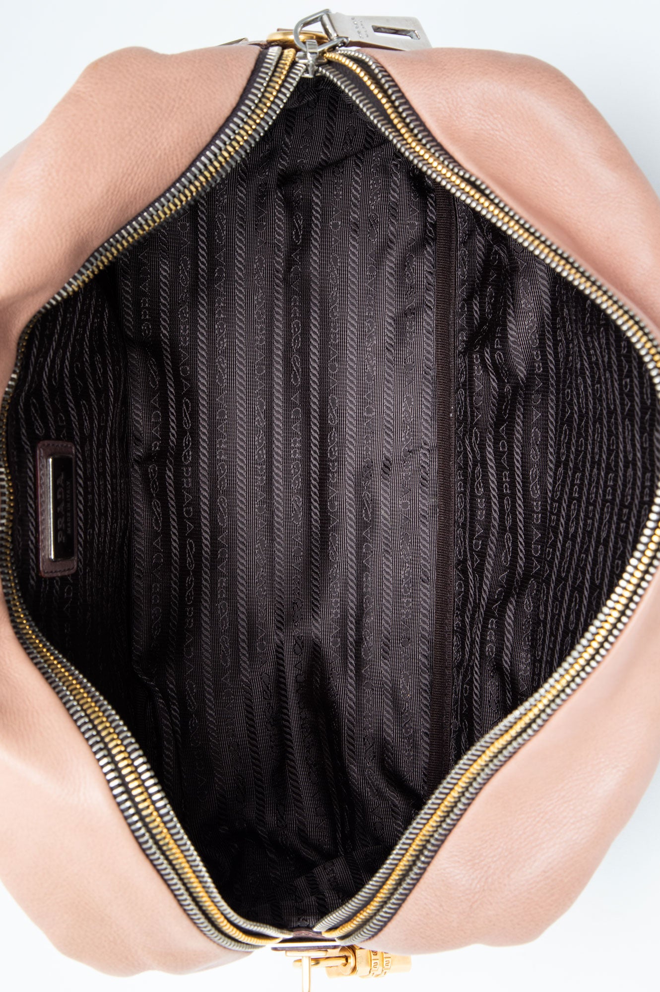 Prada Ardesia/Nudo Ombre Glace Zippers Satchel Bag