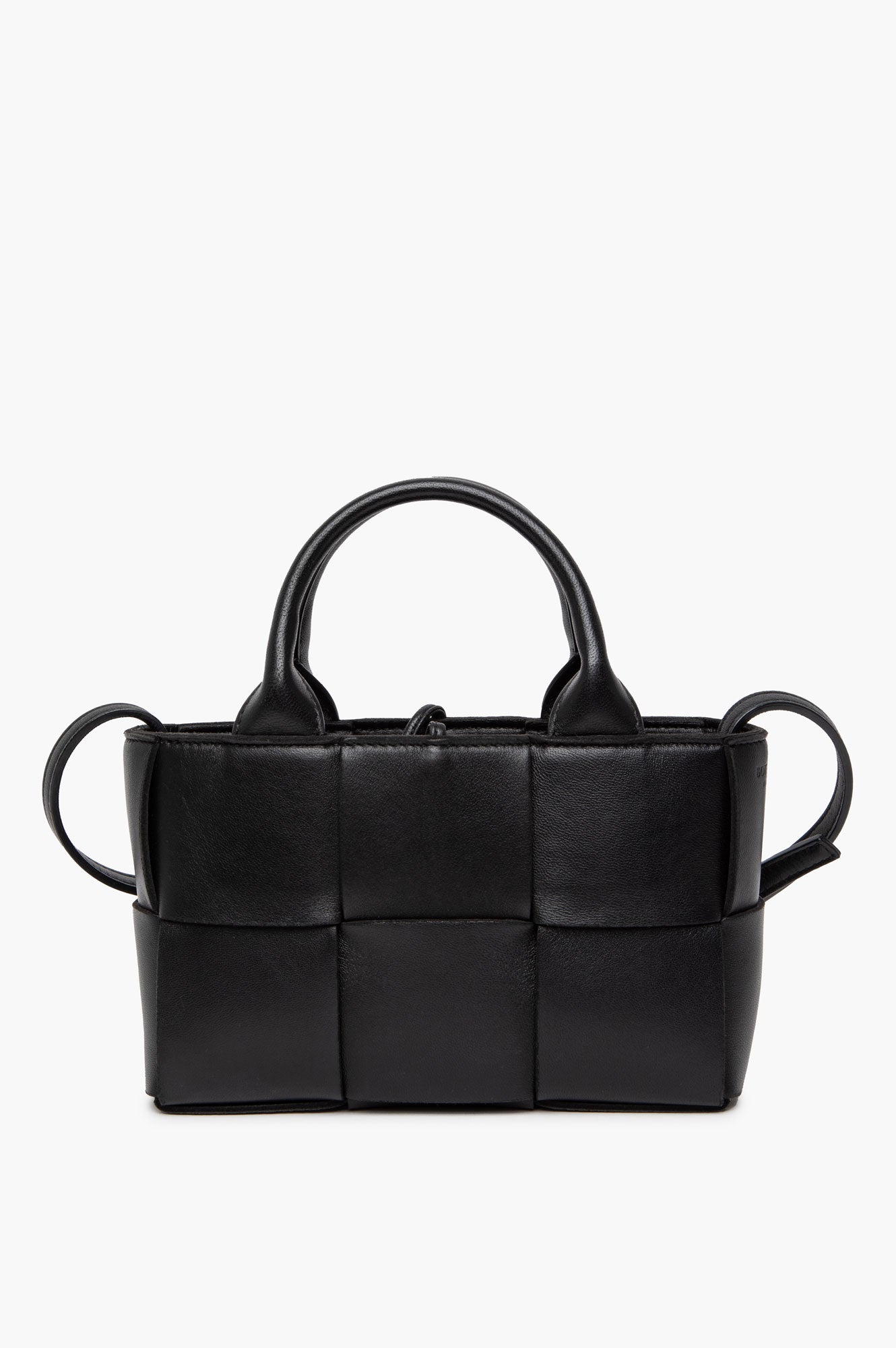 Bottega Veneta Black Leather Arco Mini Intrecciato Tote