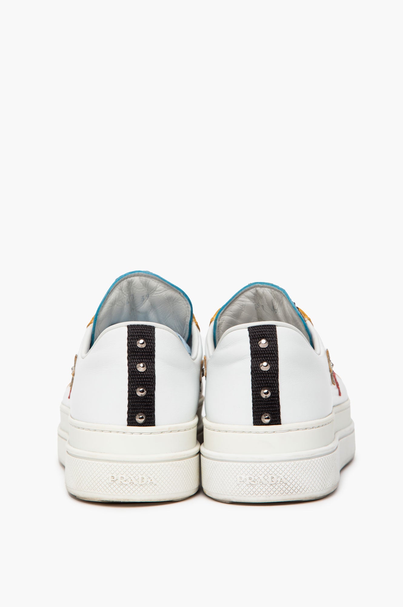 Prada White Leather Robot Applique Platform Sneakers Size 39