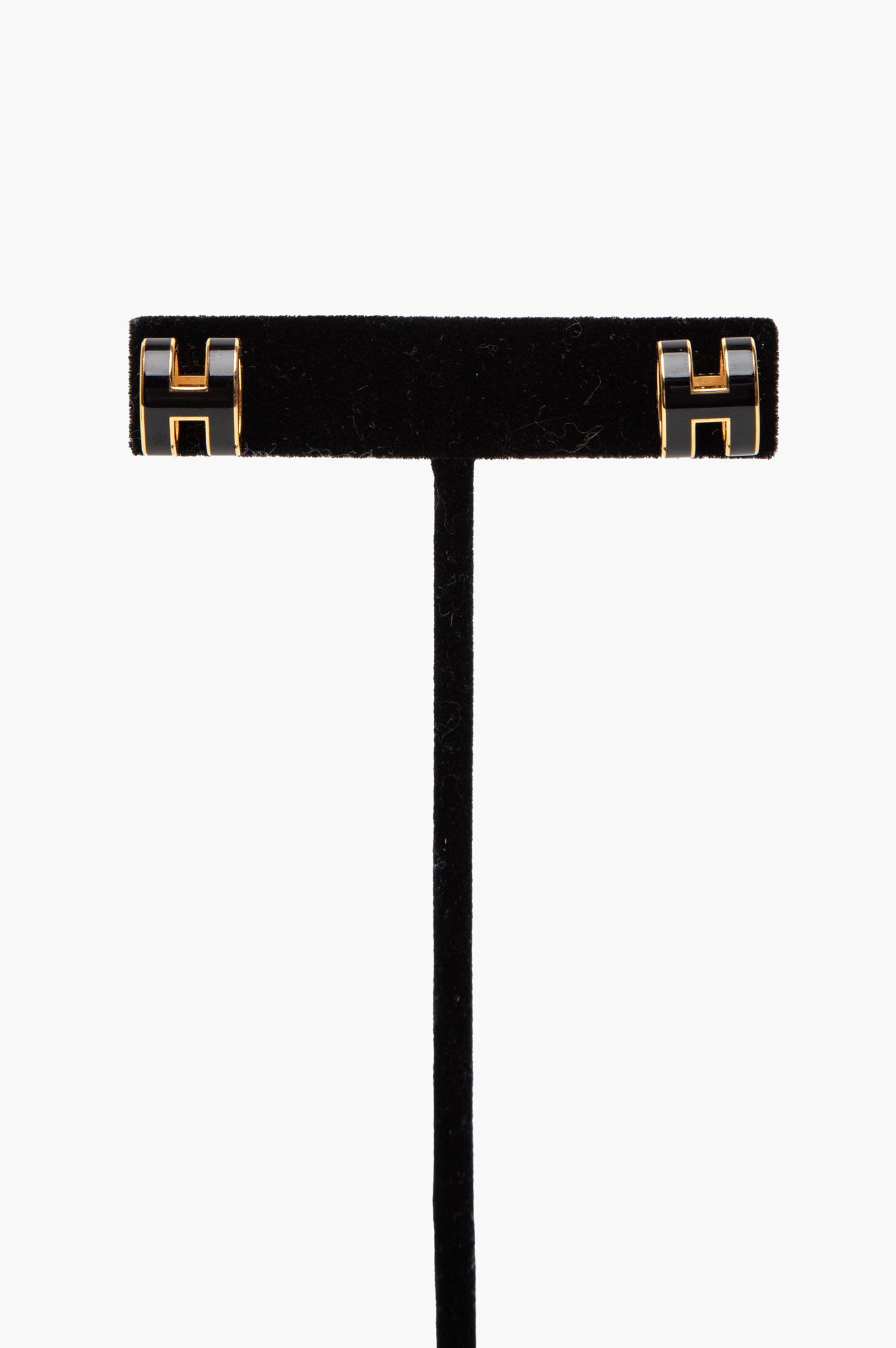 Hermès Yellow Gold Plated Black Pop H Earrings