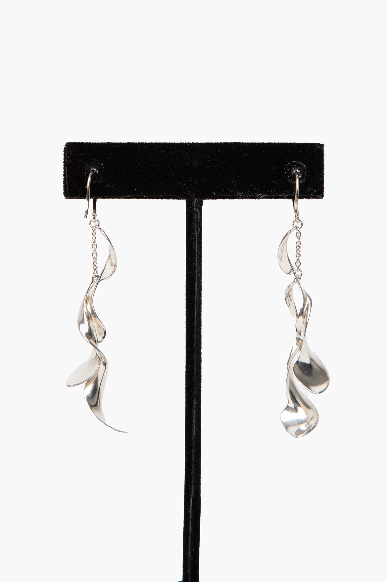 Tiffany & Co. Frank Gehry Sterling Silver Double Orchid Twist Drop Earrings