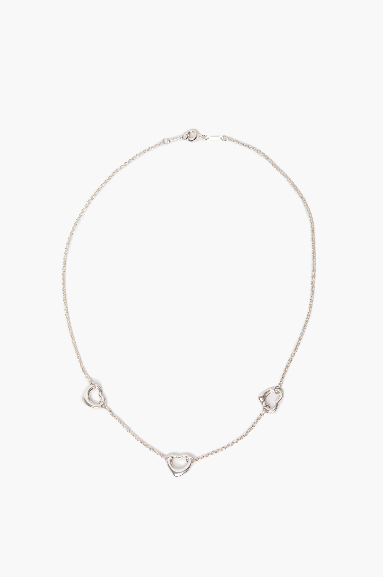 Tiffany & Co. Elsa Peretti Sterling Silver Triple Open Heart Necklace