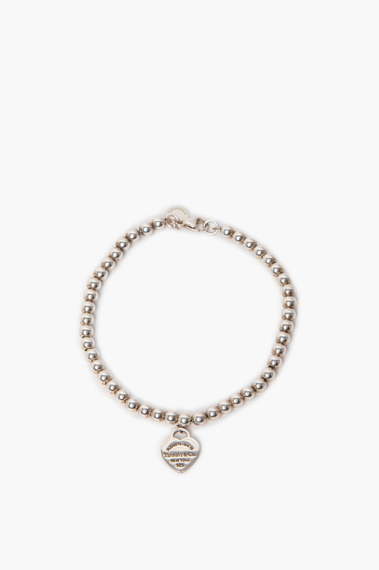 Tiffany & Co. Sterling Silver "Return to Tiffany" Heart Tag Bead Bracelet