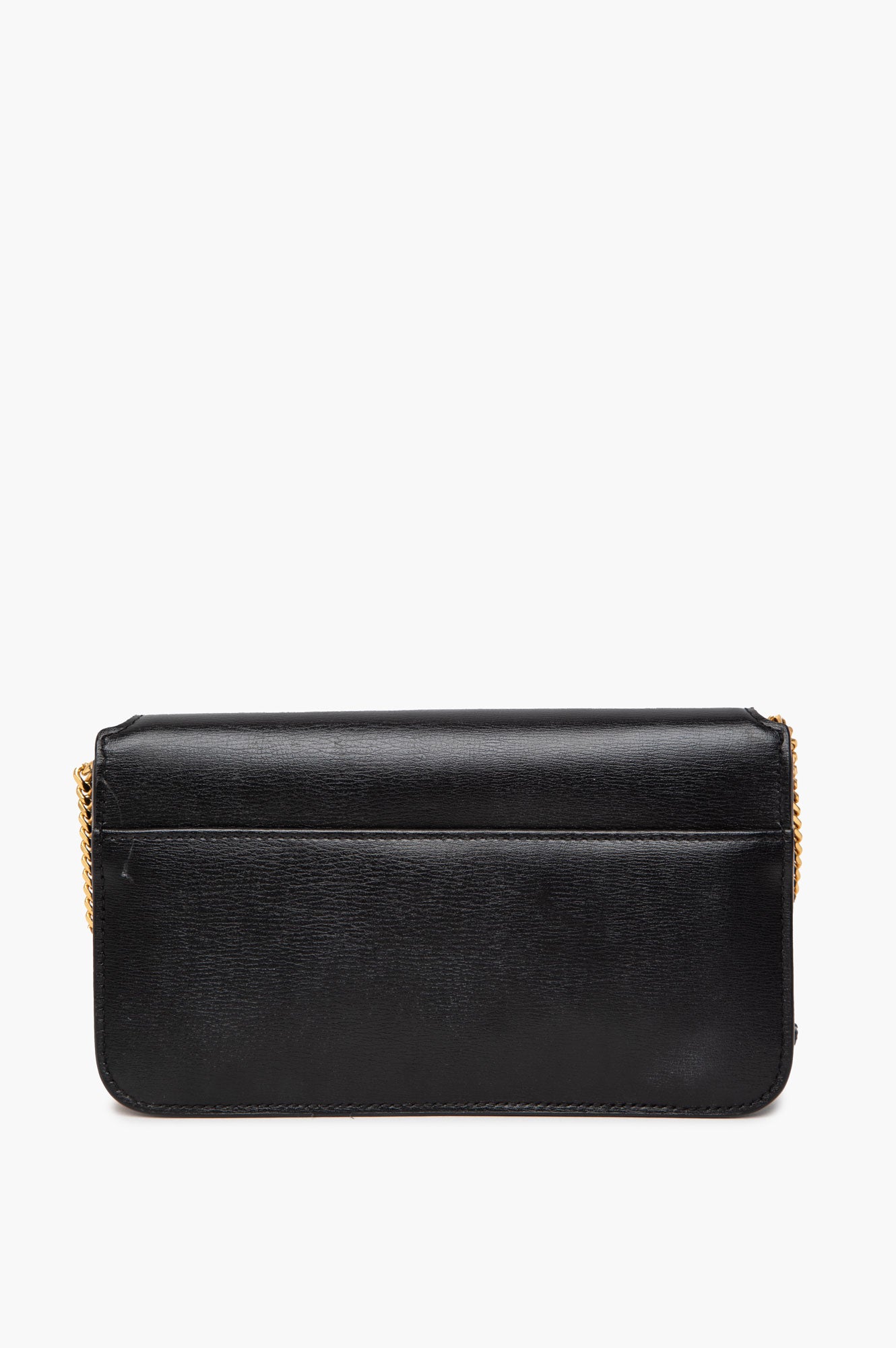 Saint Laurent Black Smooth Leather Cassandre Phone Bag