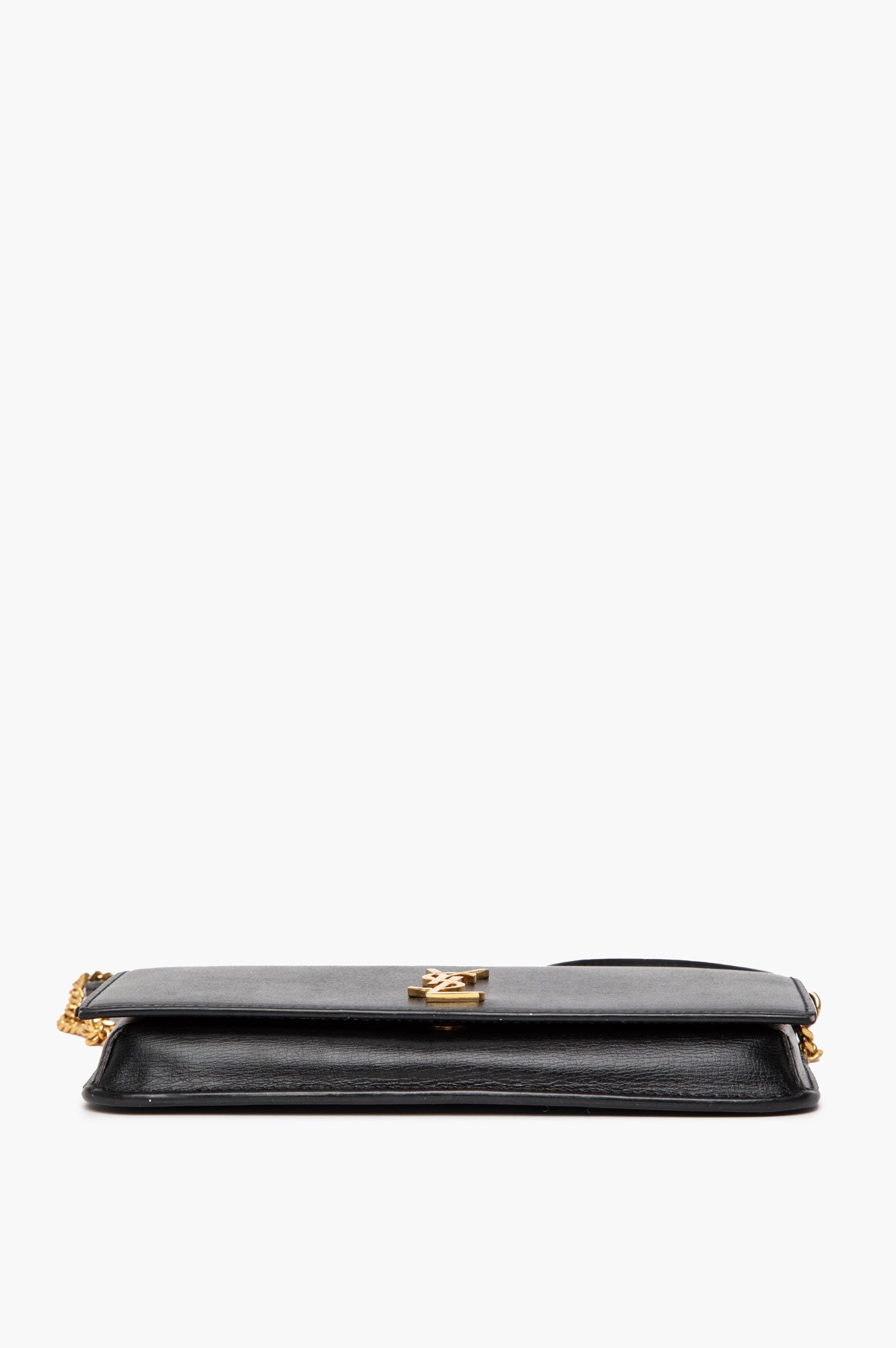 Saint Laurent Black Smooth Leather Cassandre Phone Bag