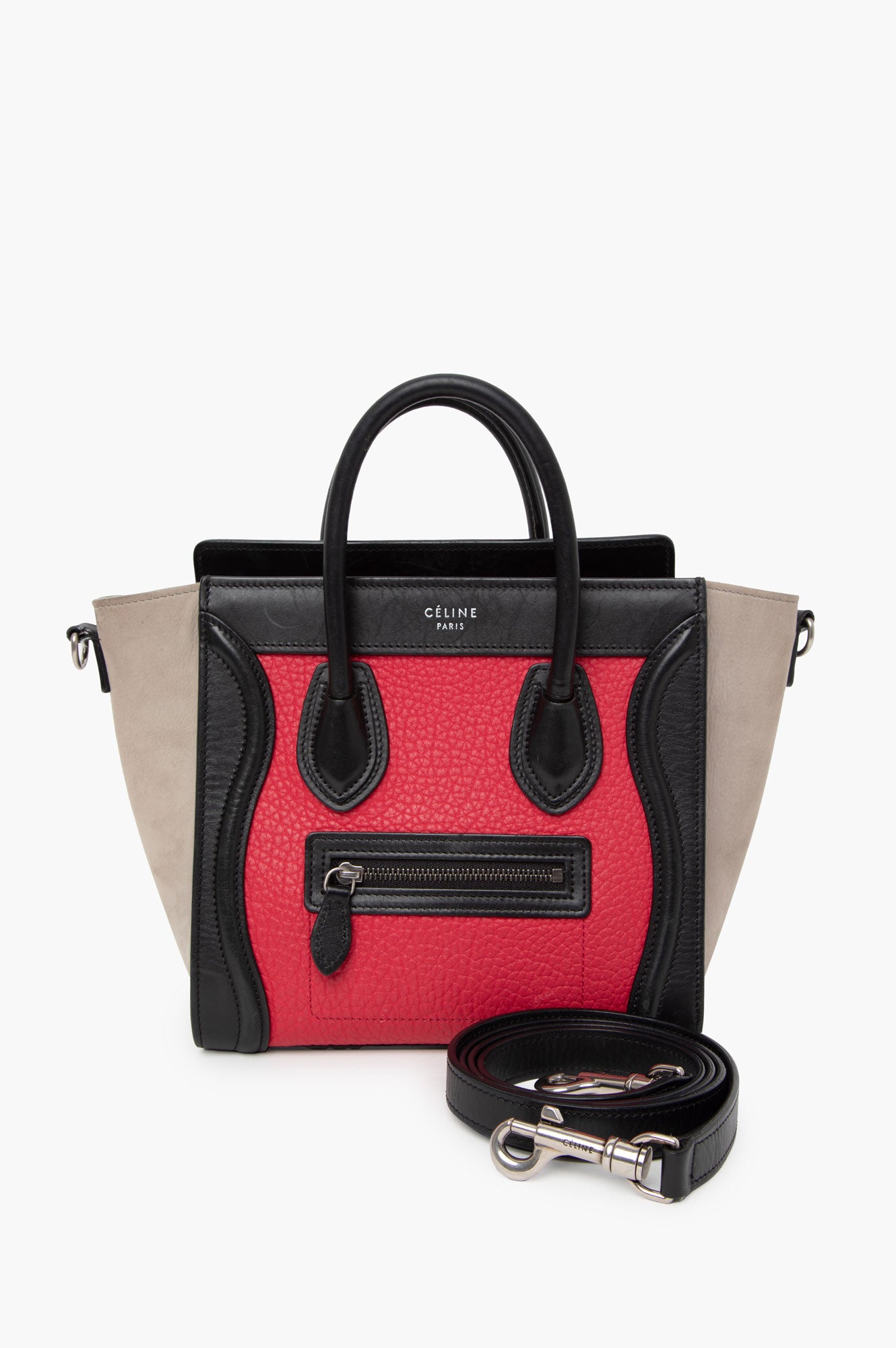 Celine Pink Tri-Color Leather Nano Luggage Bag