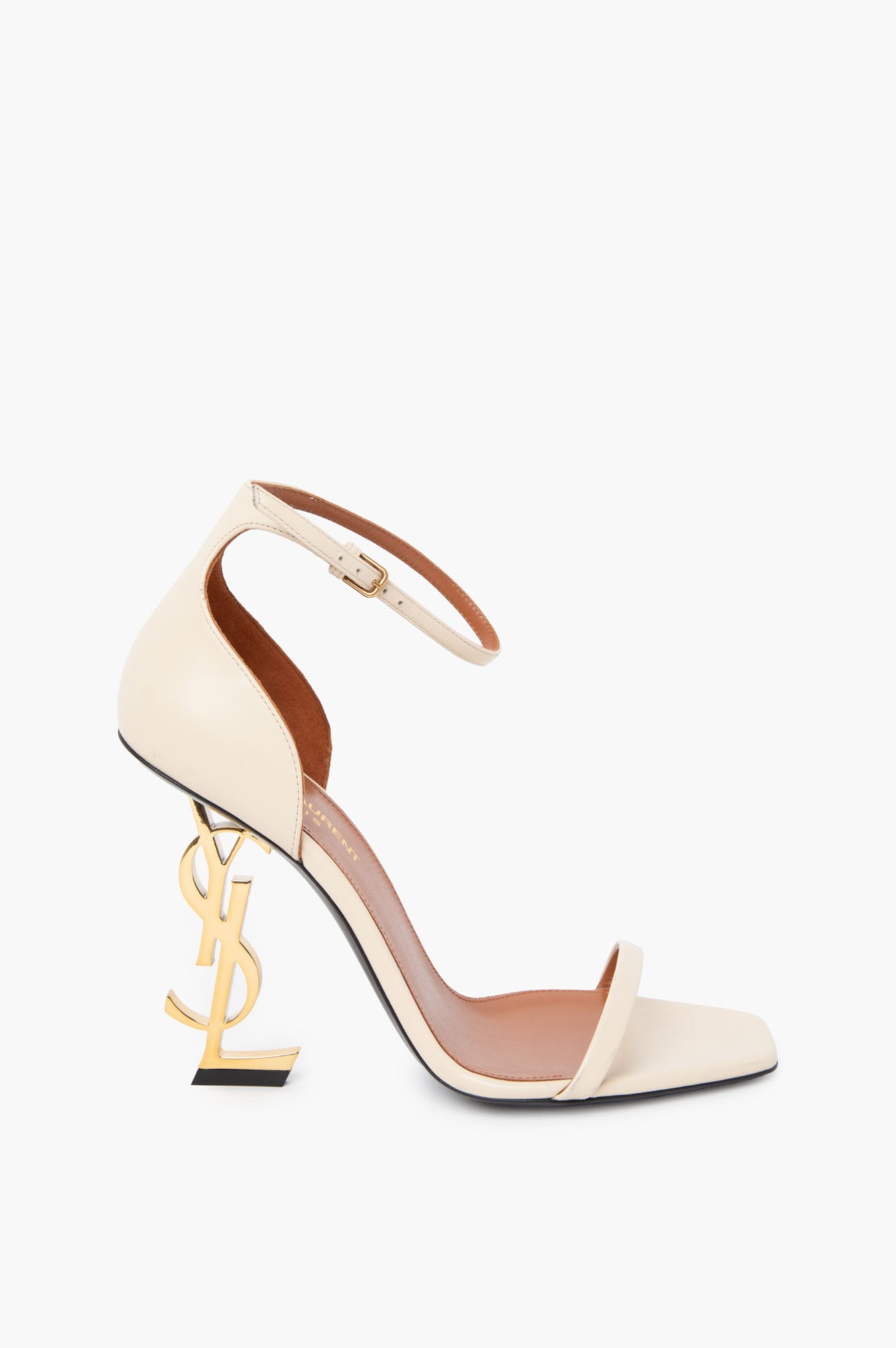 Saint Laurent Opyum YSL Ankle Strap Cream Sandal Size 38