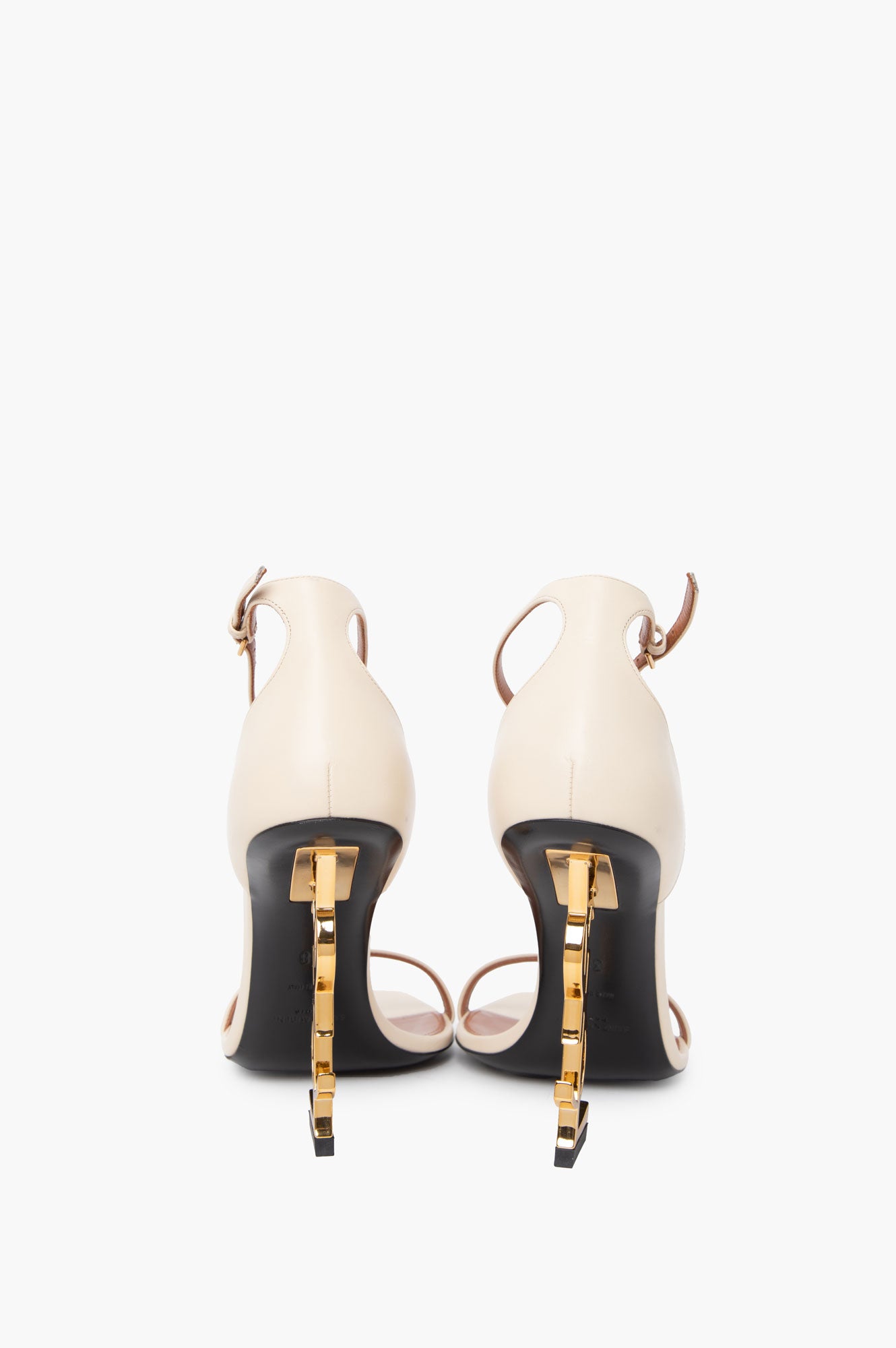 Saint Laurent Opyum YSL Ankle Strap Cream Sandal Size 38