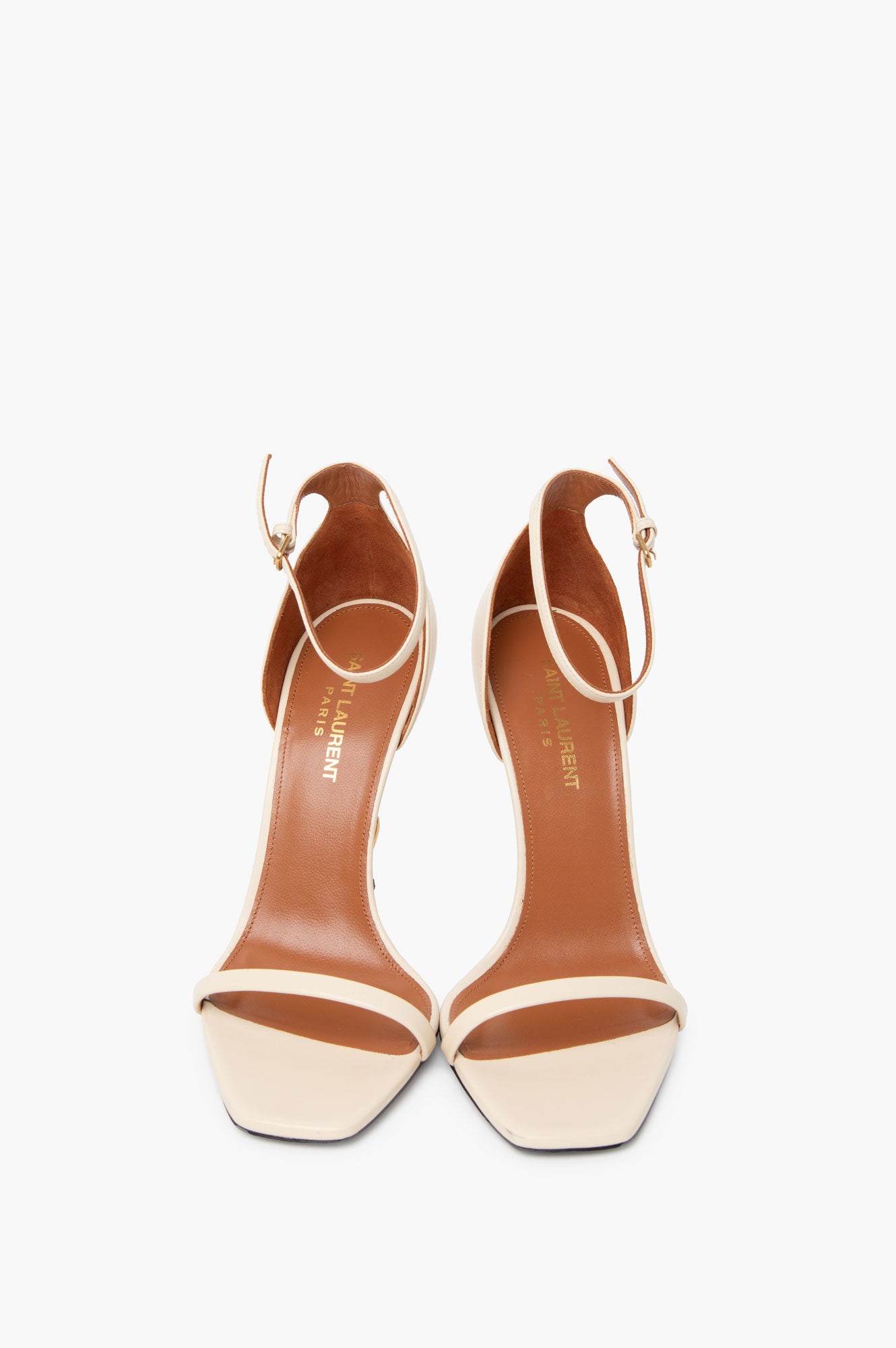 Saint Laurent Opyum YSL Ankle Strap Cream Sandal Size 38