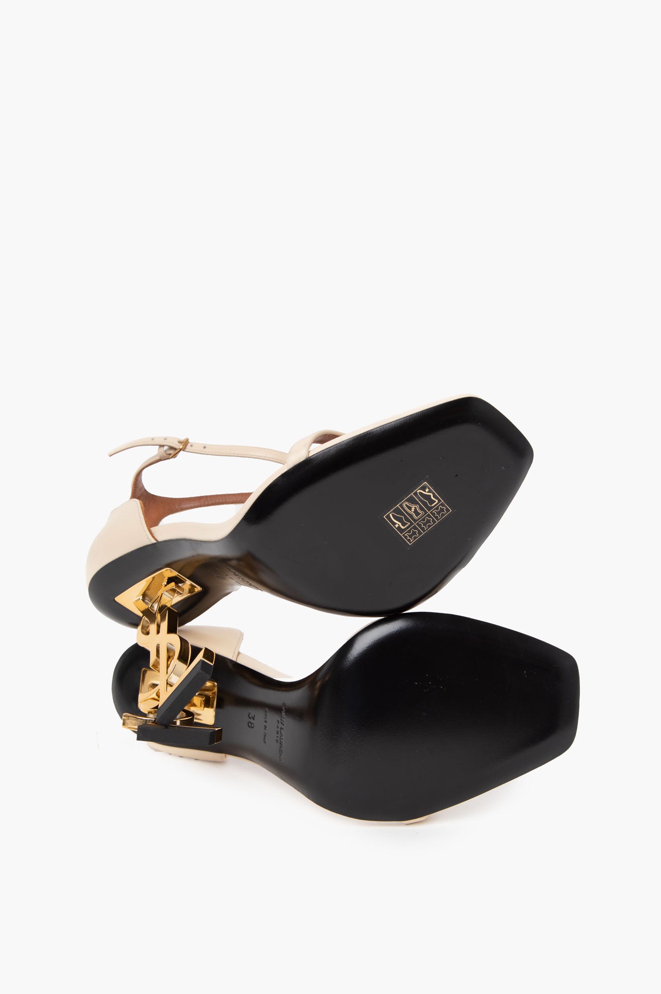Saint Laurent Opyum YSL Ankle Strap Cream Sandal Size 38