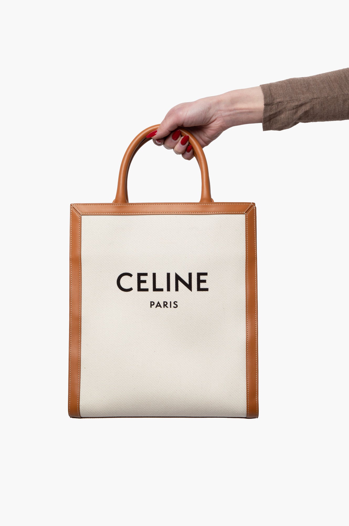 Celine Beige Small Canva Vertical Cabas Bag