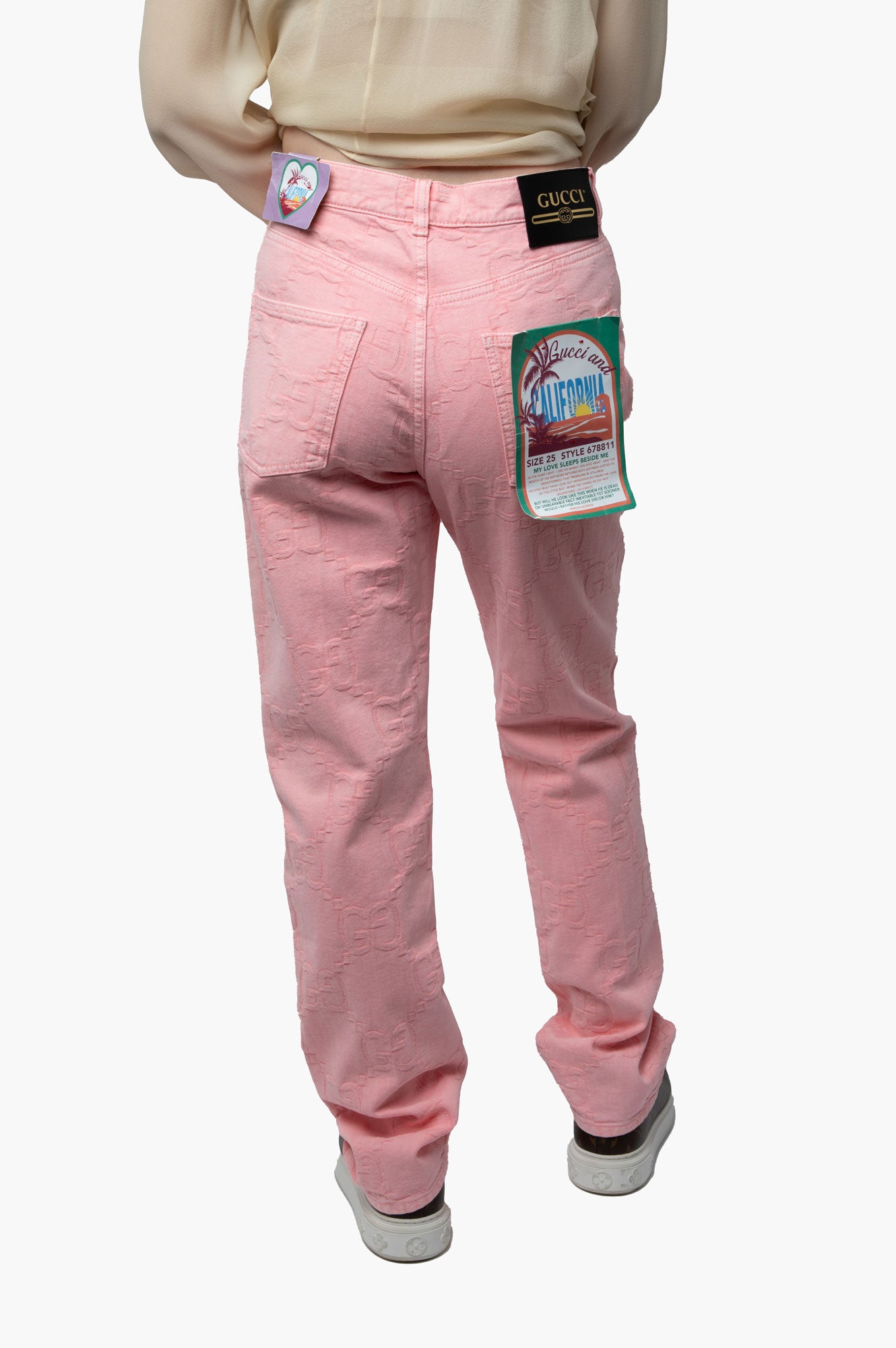 Gucci Pink Monogram Jeans Size 25