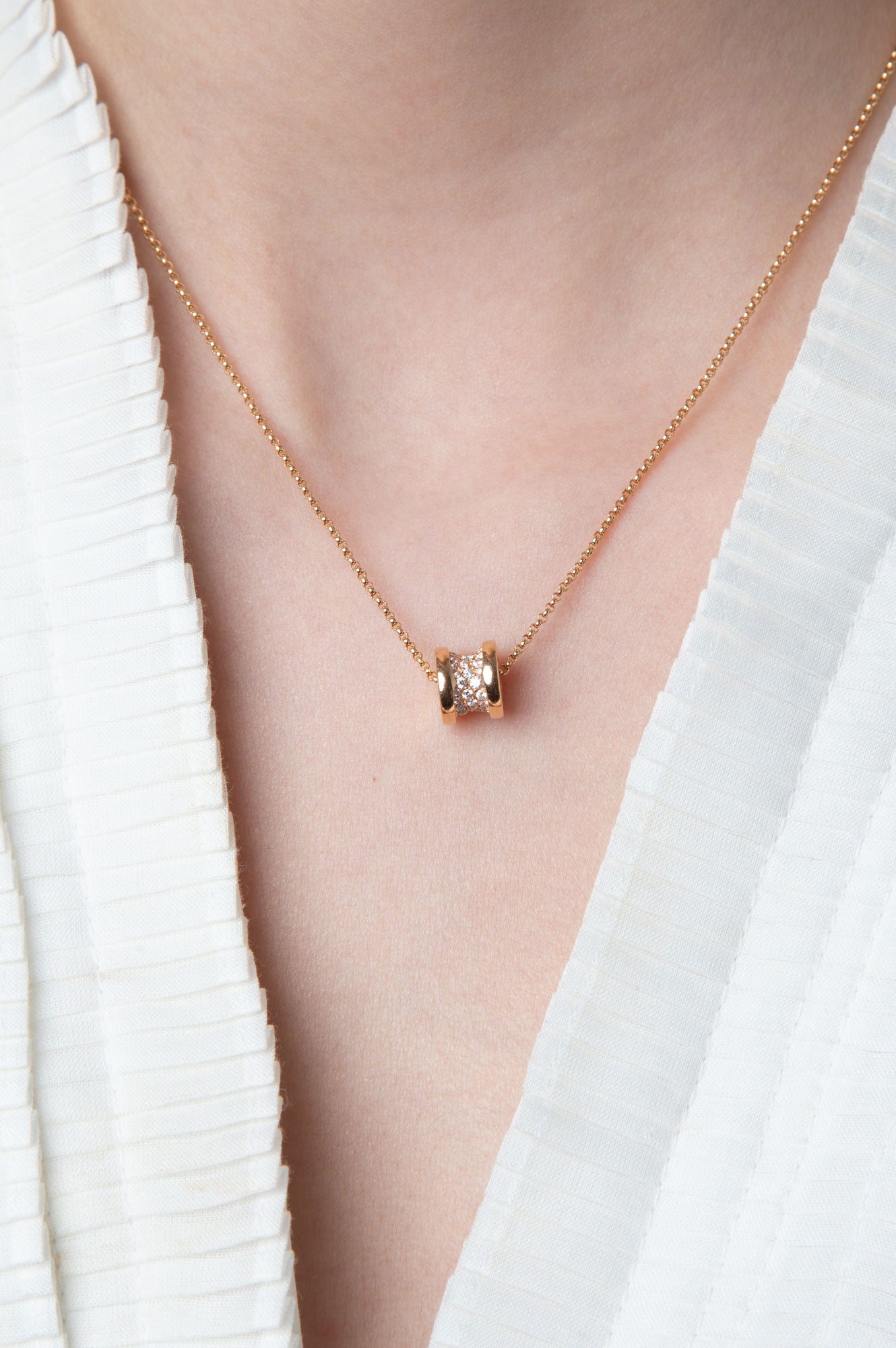 Bvlgari 18K Yellow Gold B.Zero1 Diamond Necklace