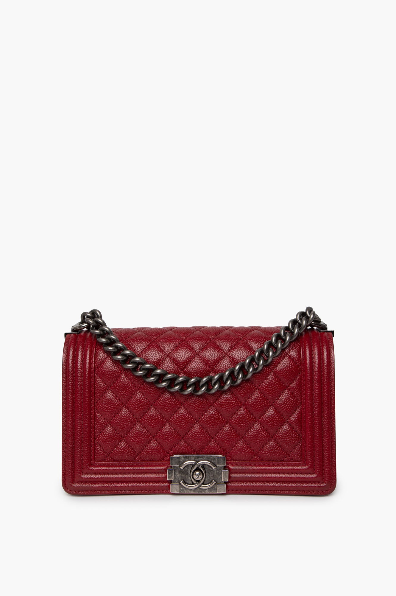 Chanel Red Caviar Le Boy Medium Bag
