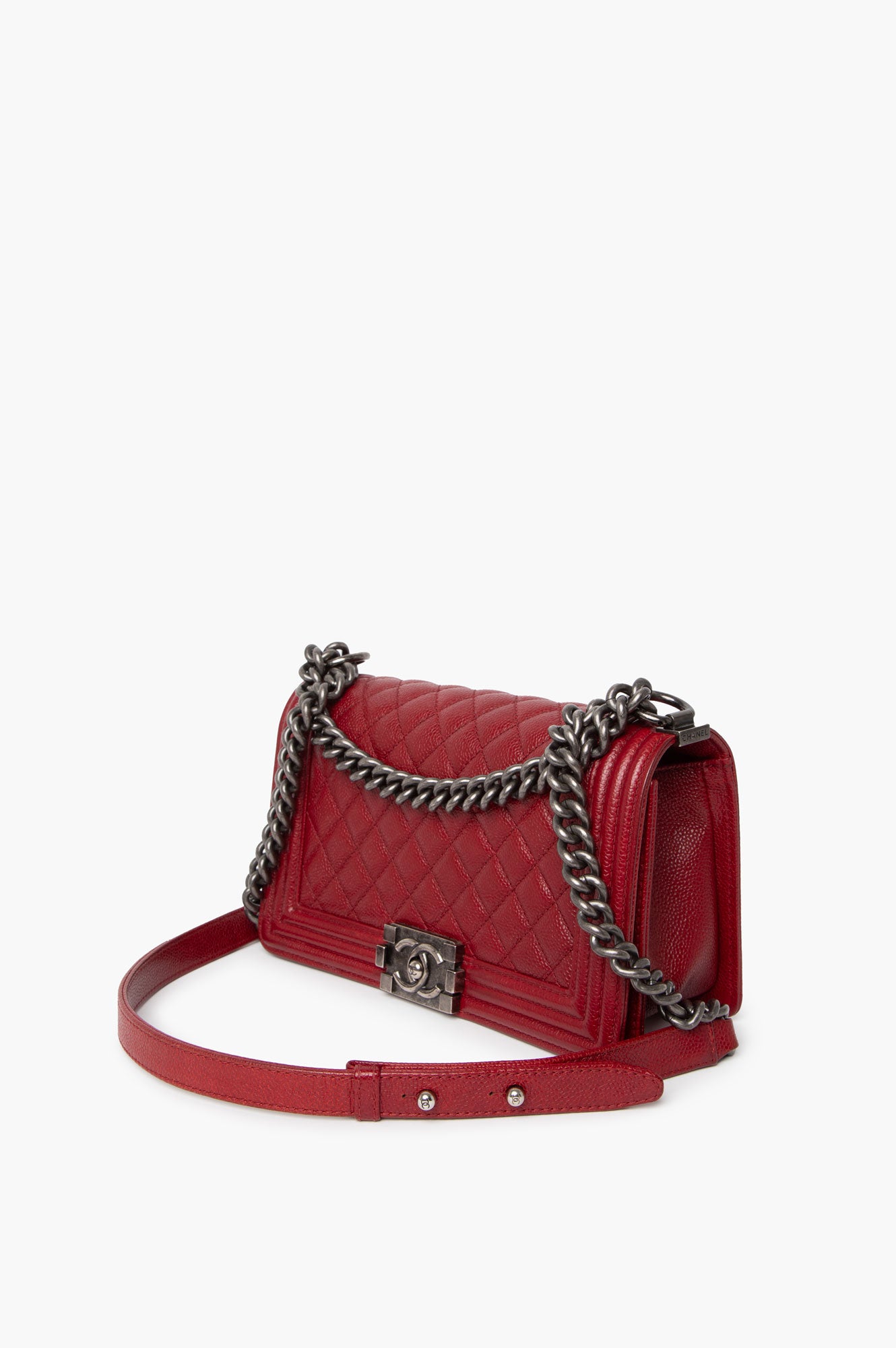 Chanel Red Caviar Le Boy Medium Bag