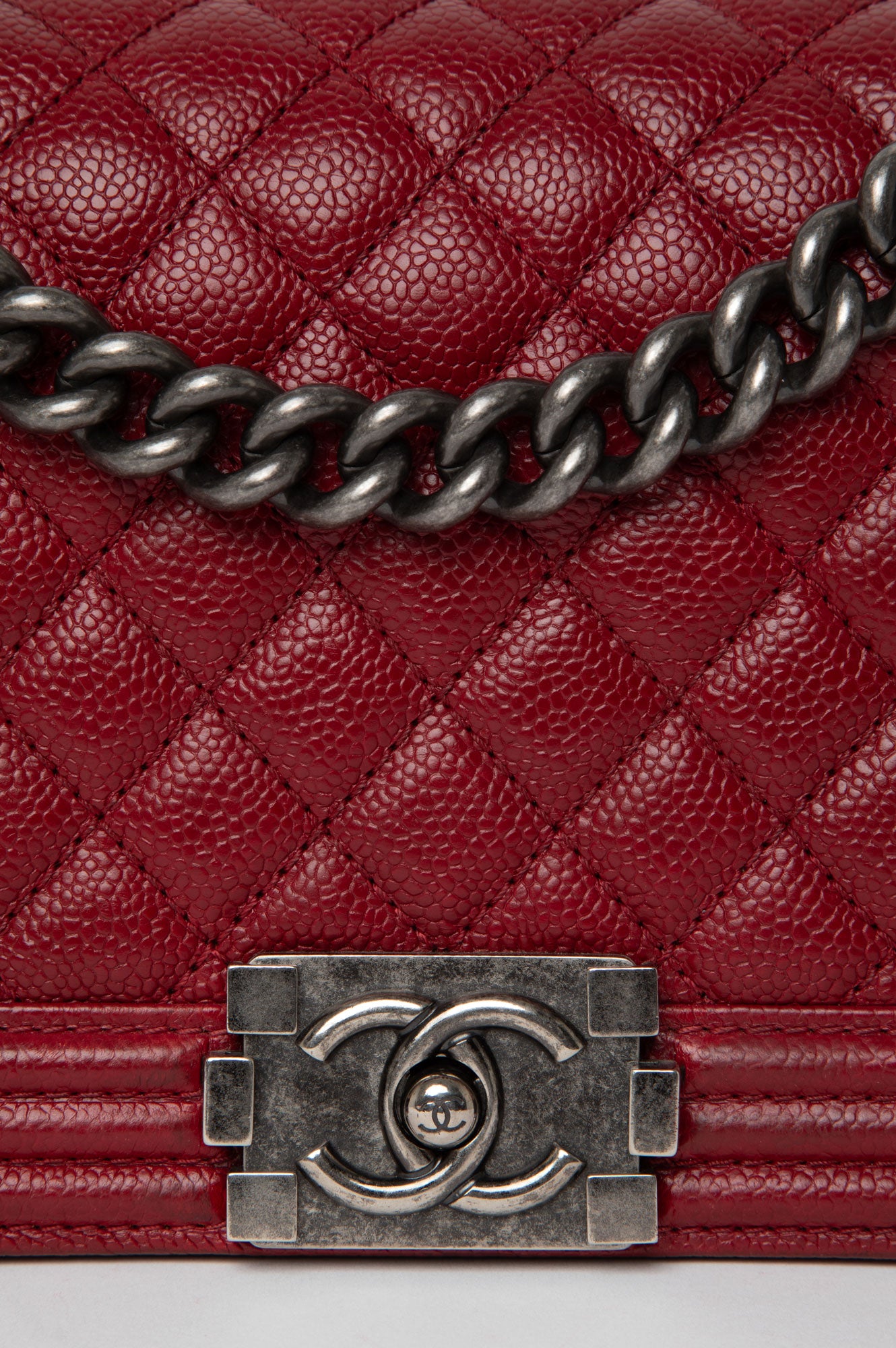 Chanel Red Caviar Le Boy Medium Bag