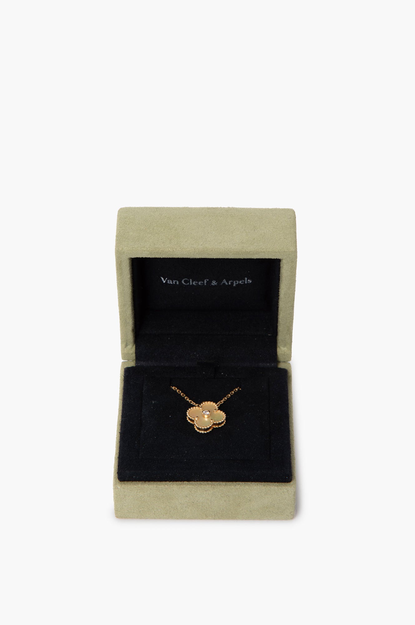 Van Cleef & Arpels Limited Vintage Alhambra Diamond 18K MOP Necklace