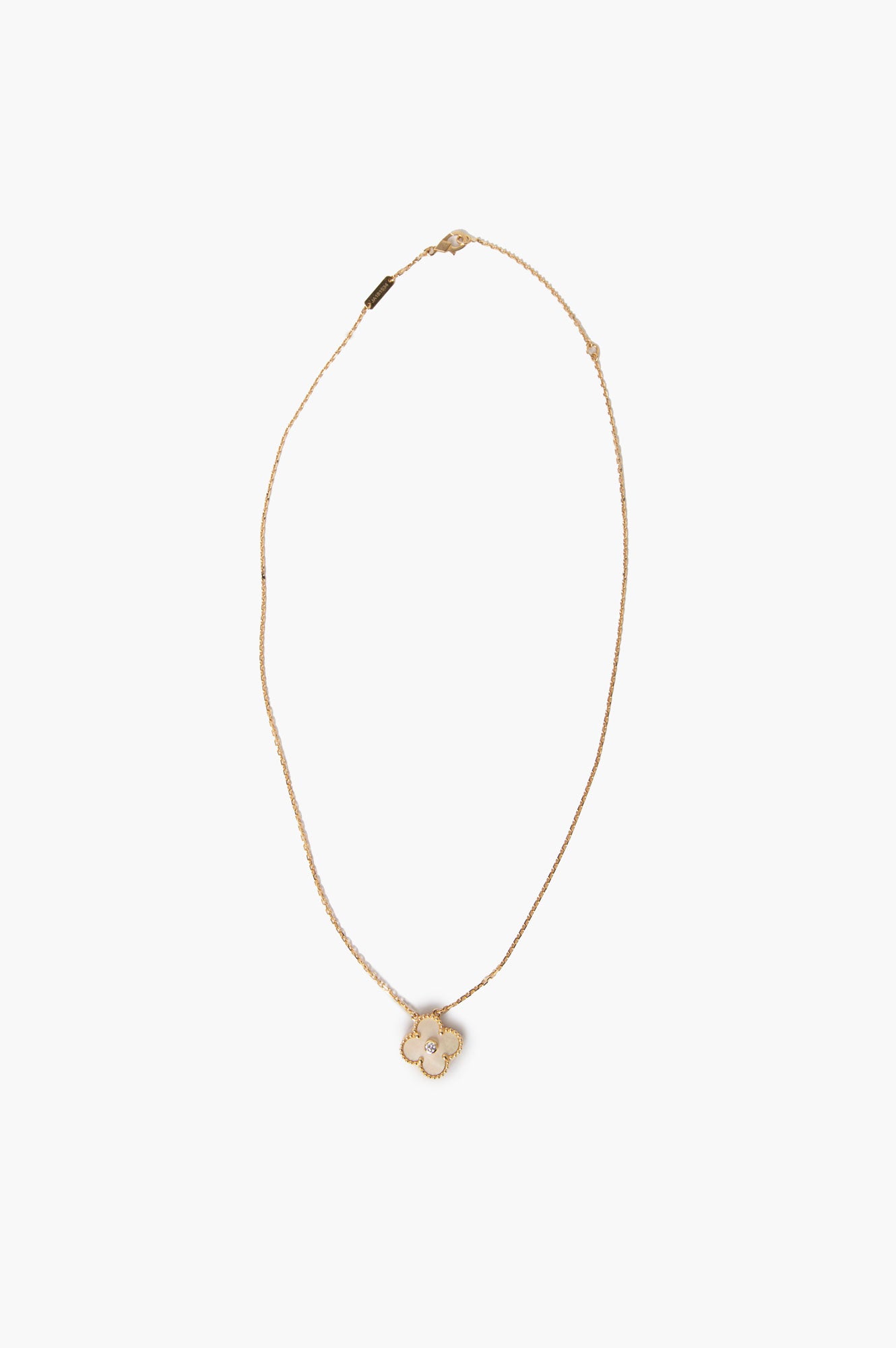 Van Cleef & Arpels Limited Vintage Alhambra Diamond 18K MOP Necklace