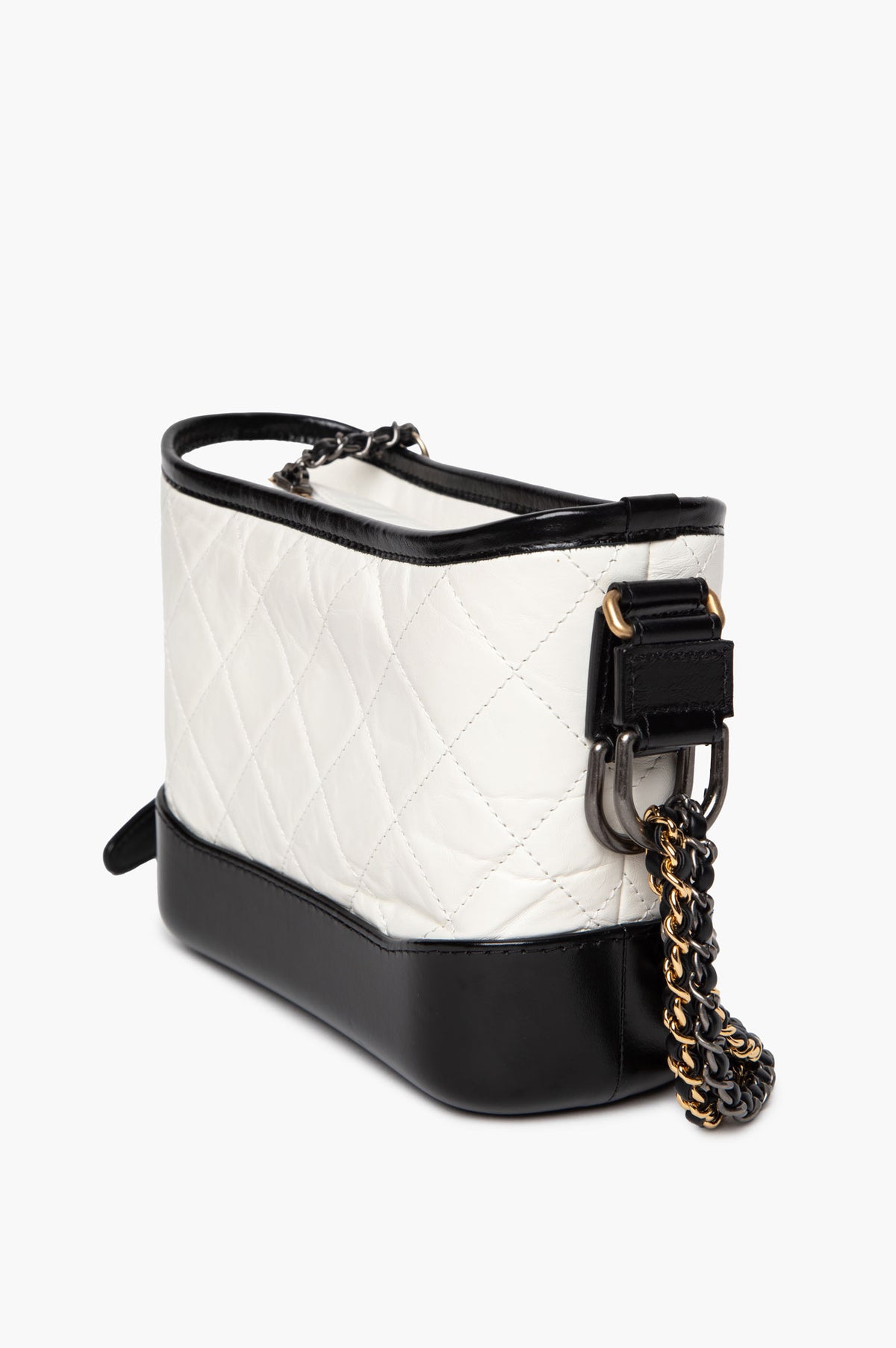 Chanel Black & White Aged Calfskin Small Gabrielle Bag