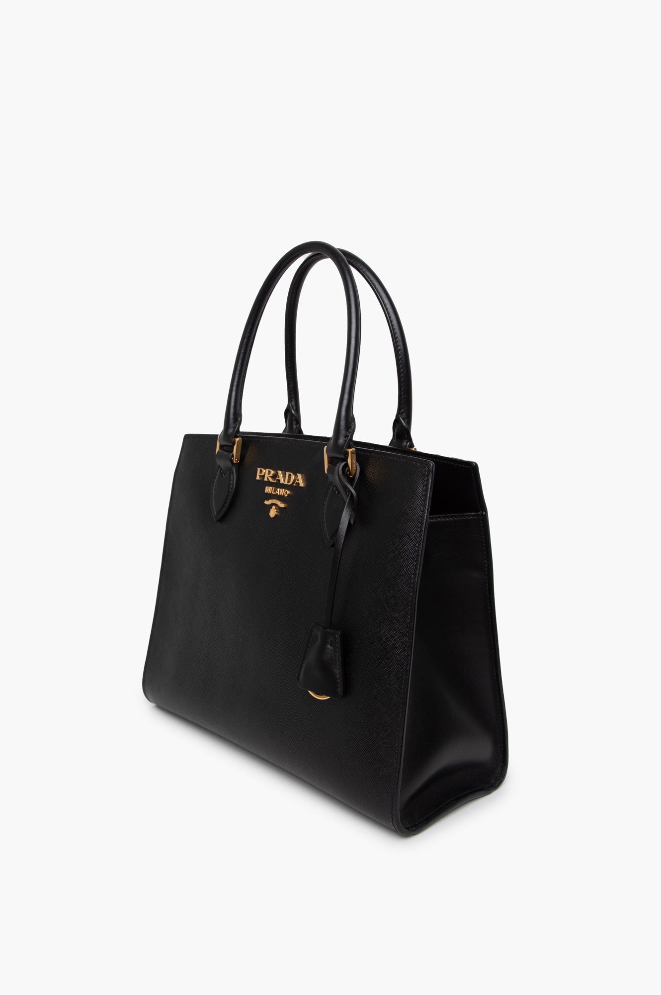 Prada Black Saffiano Structured Tote Bag