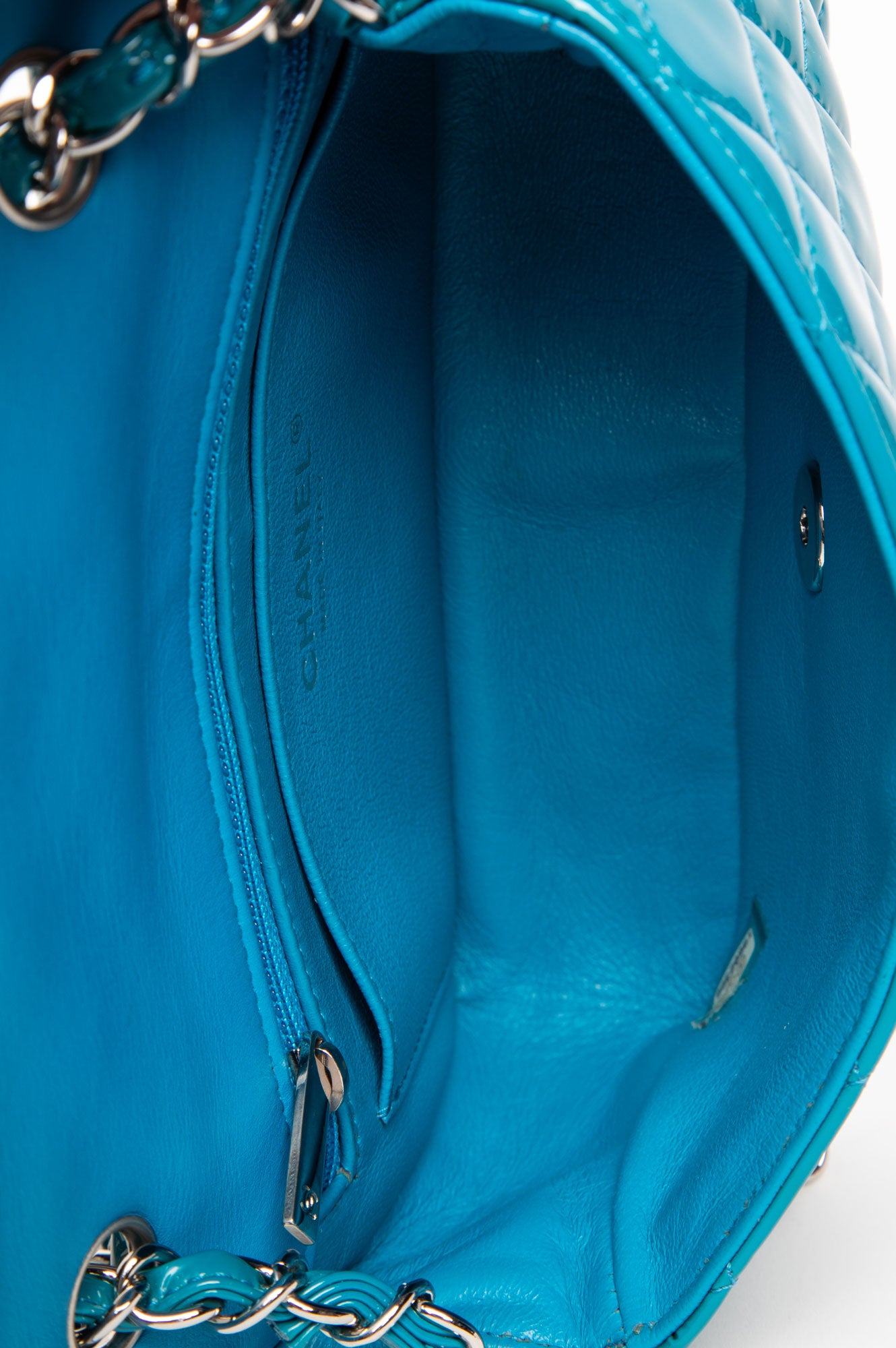 Chanel Turquoise Patent Mini Rectangular Flap Bag
