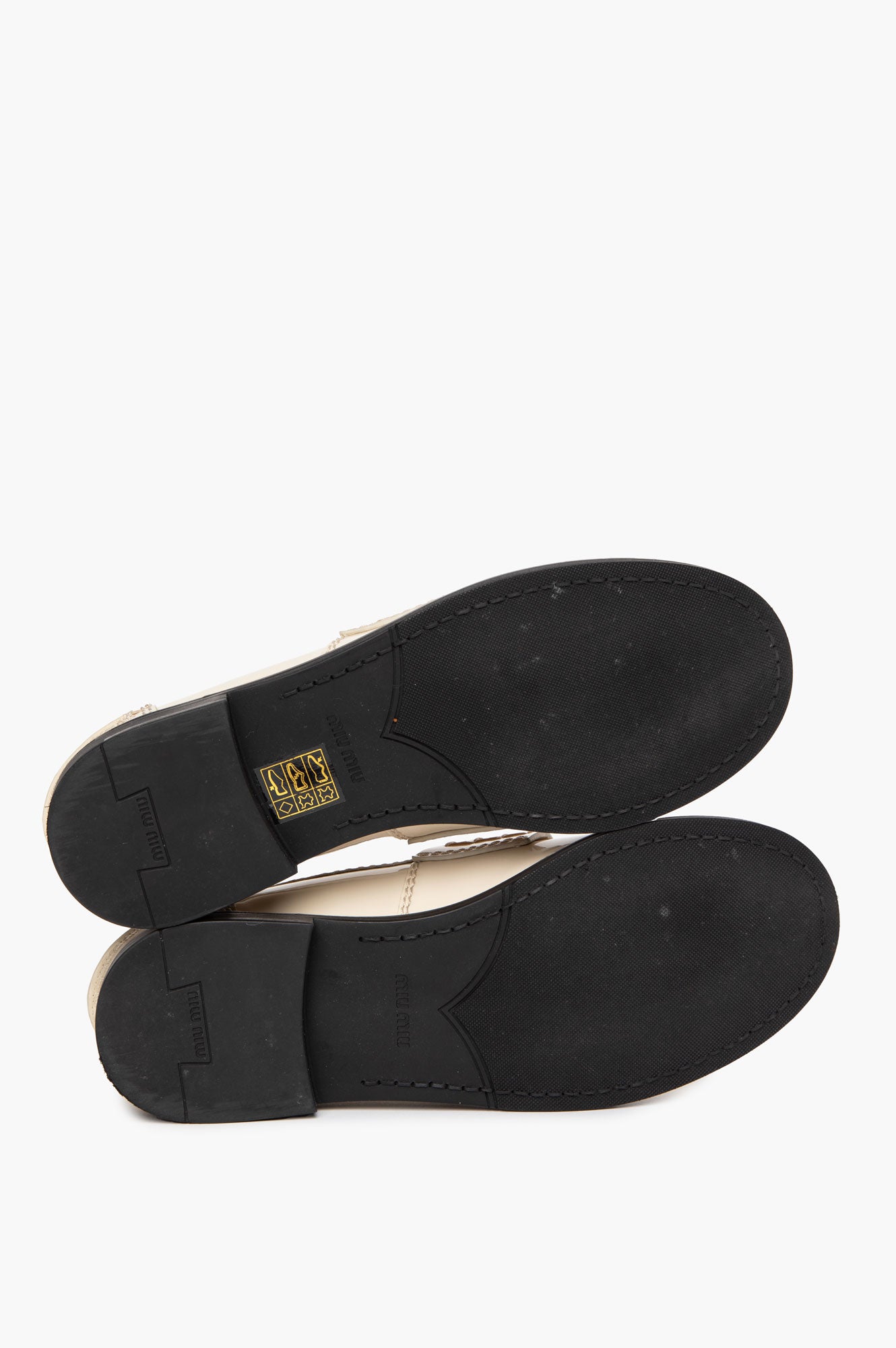 Miu Miu Ecru Patent Penny Loafers Size 35.5