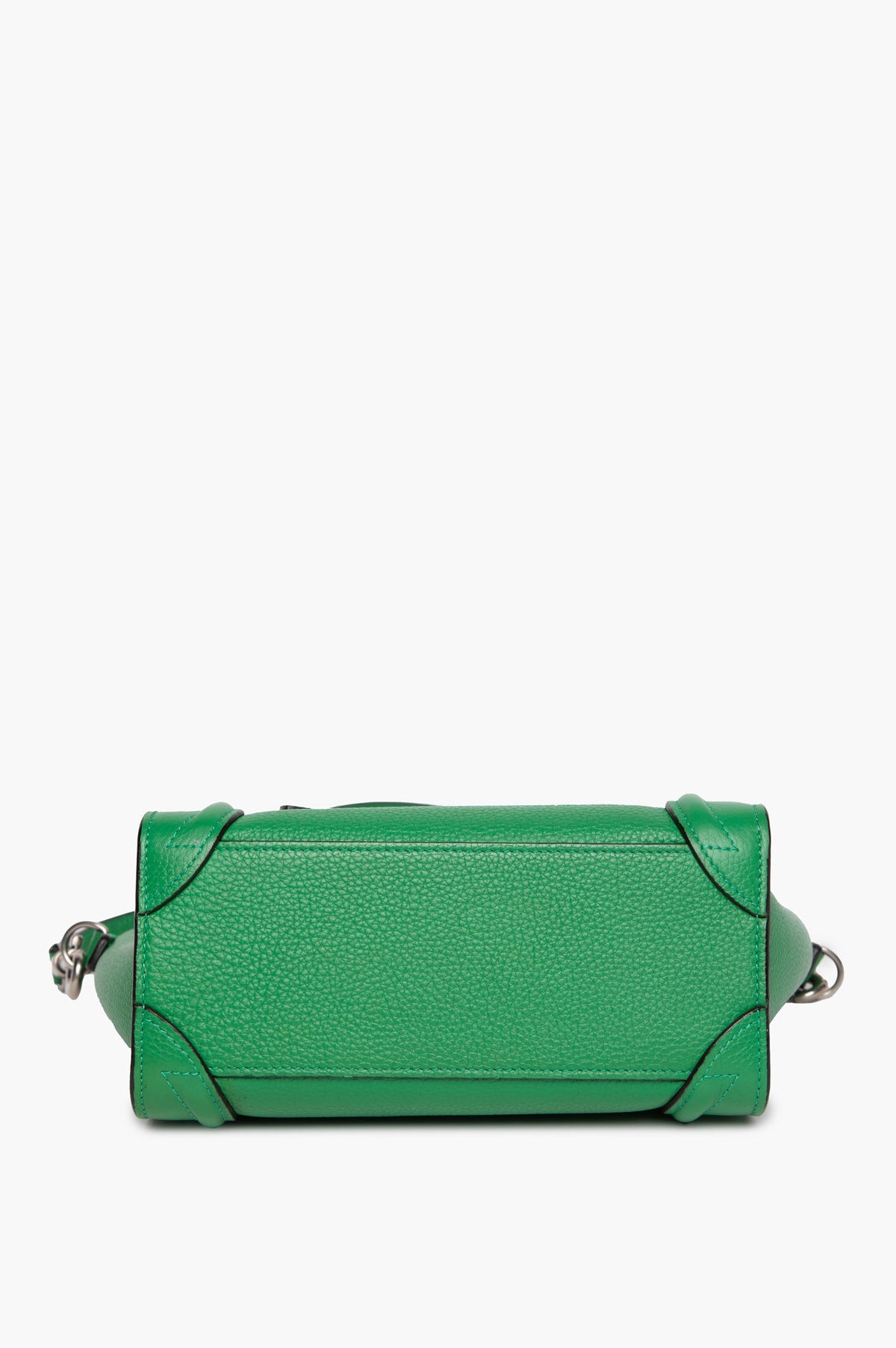 Celine Green Drummed Calfskin Nano Lugguge Tote With Strap