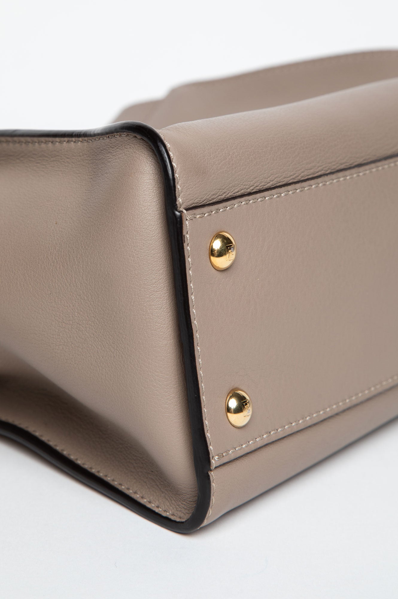 Fendi Taupe Leather Plexiglass Tortoise Regular Peekaboo Satchel
