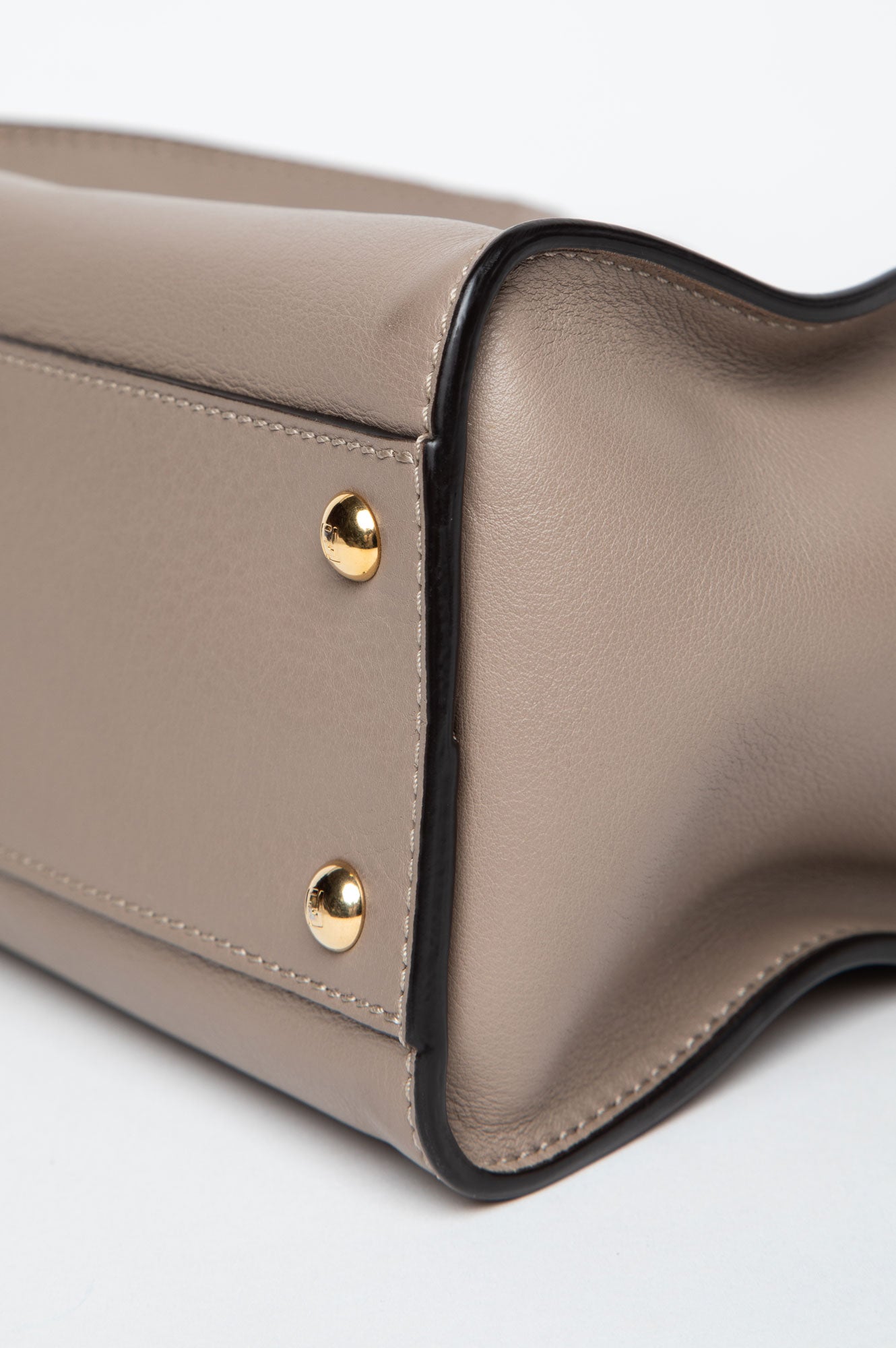 Fendi Taupe Leather Plexiglass Tortoise Regular Peekaboo Satchel