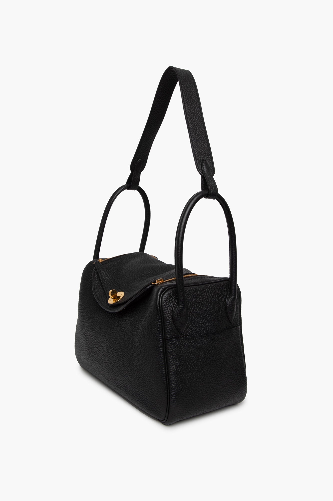 Hermes Black Lindy 26 Clemence GHW Bag