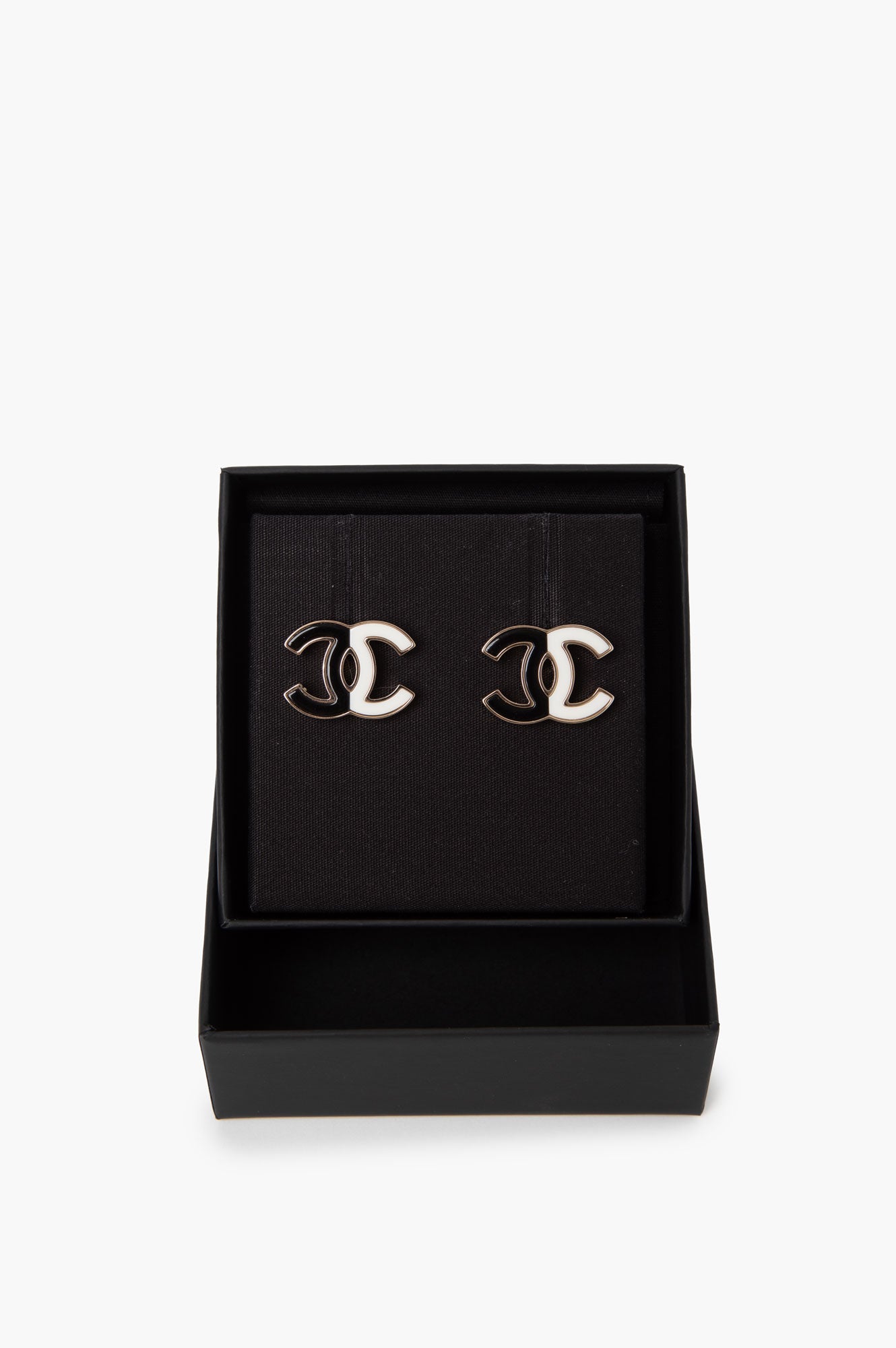 Chanel Gold CC Black and White Earrings