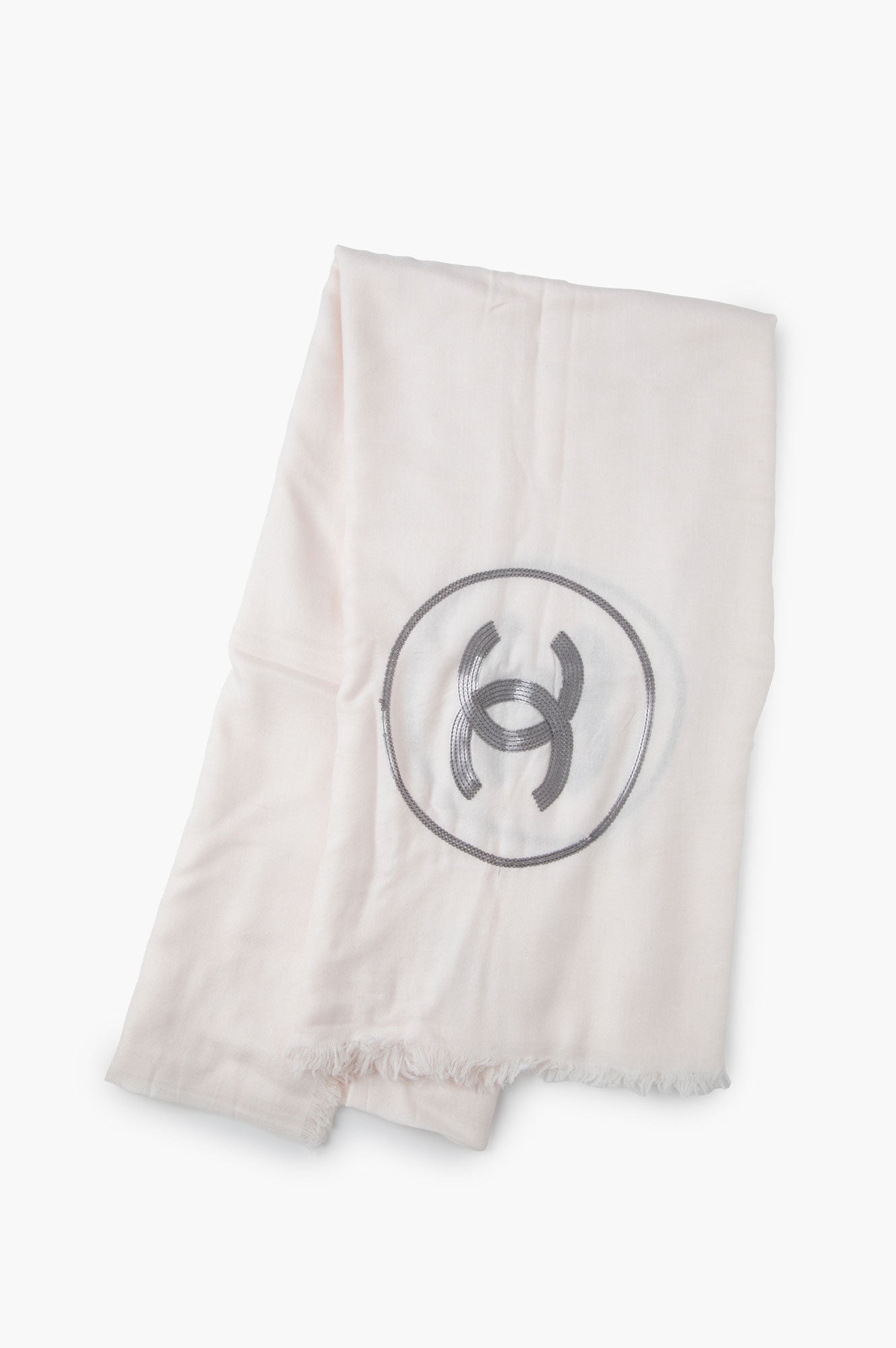 Chanel Pink Cashmere CC Logo Scarf