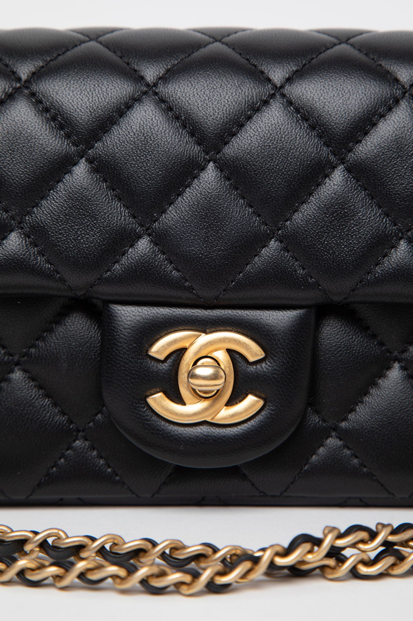 Chanel 2023 Classic Mini Rectangle Pearl Crush Flap Lambskin Bag