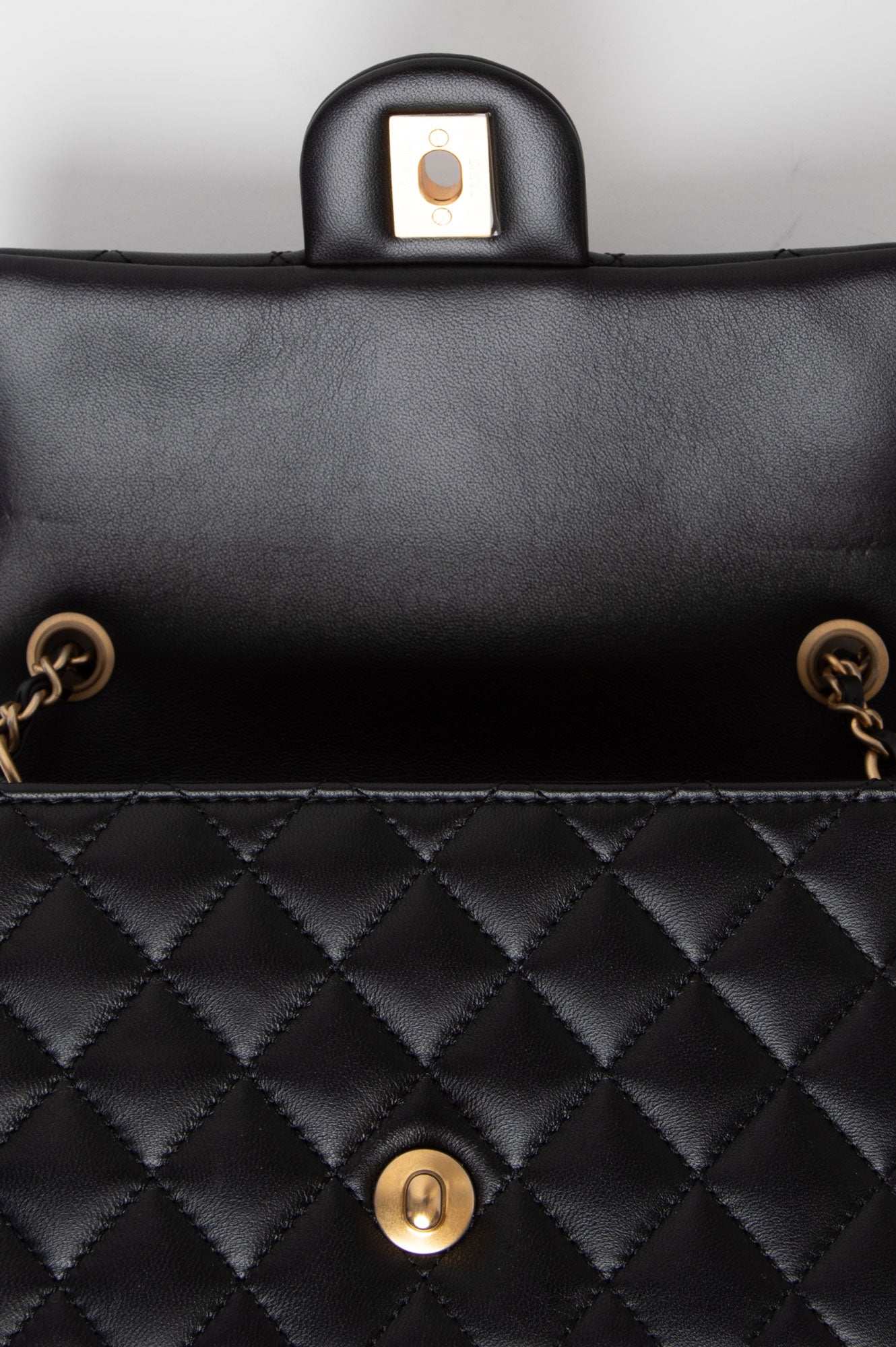 Chanel 2023 Classic Mini Rectangle Pearl Crush Flap Lambskin Bag