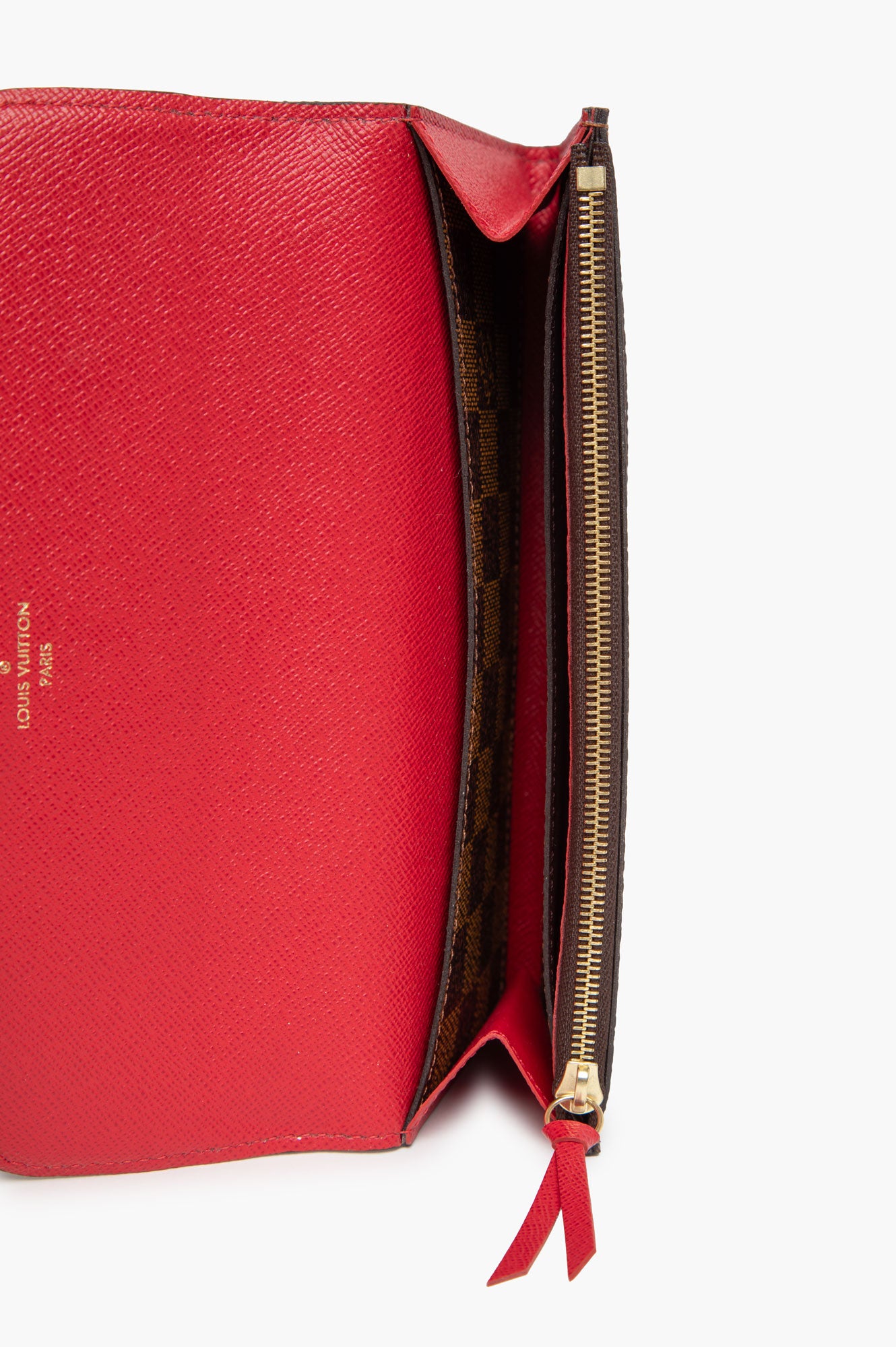 Louis Vuitton Damier Ebene Red Snap Wallet