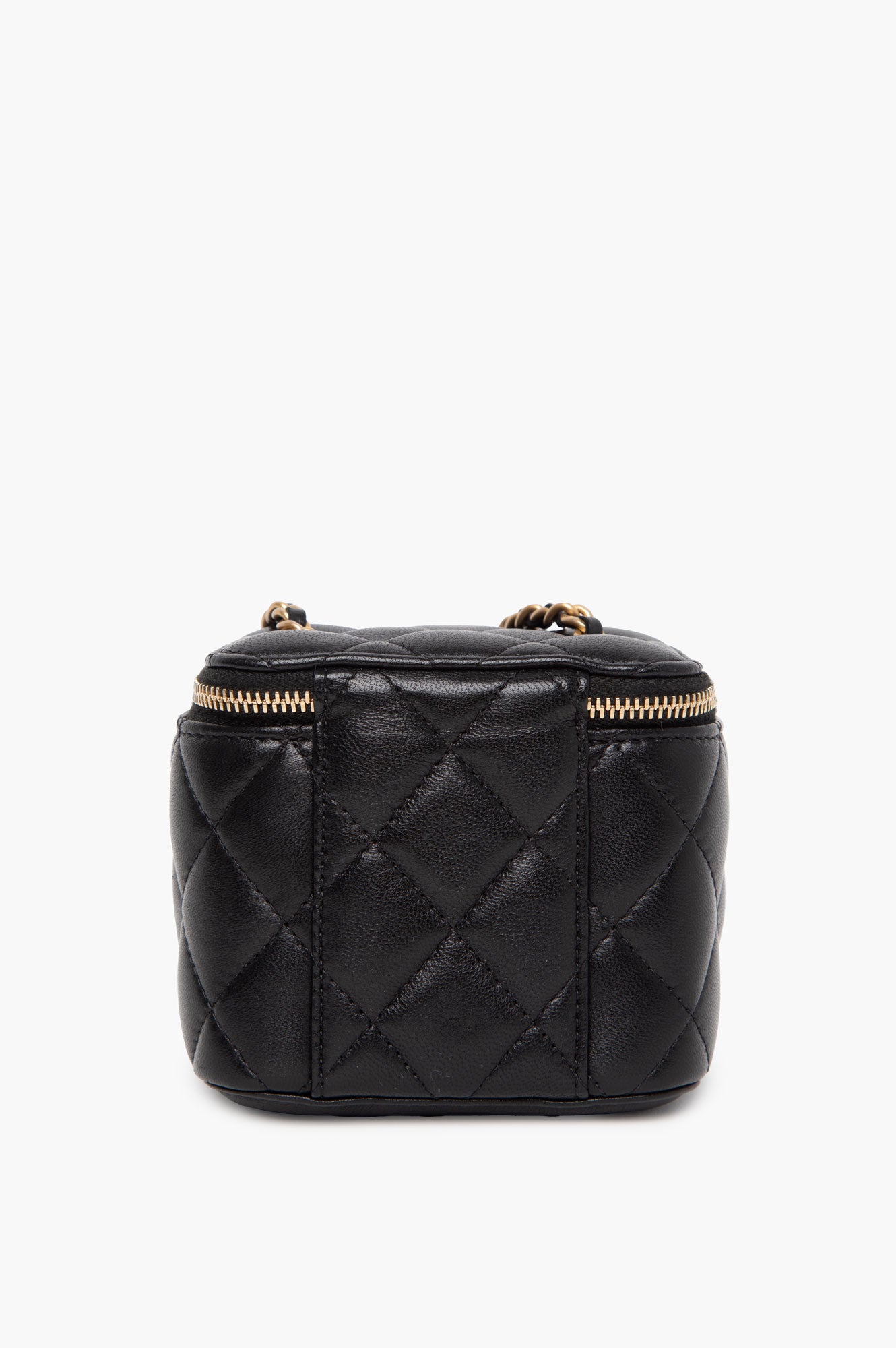 Chanel 2020 Black Pearl Crush Mini Vanity Case Lambskin Chain Bag
