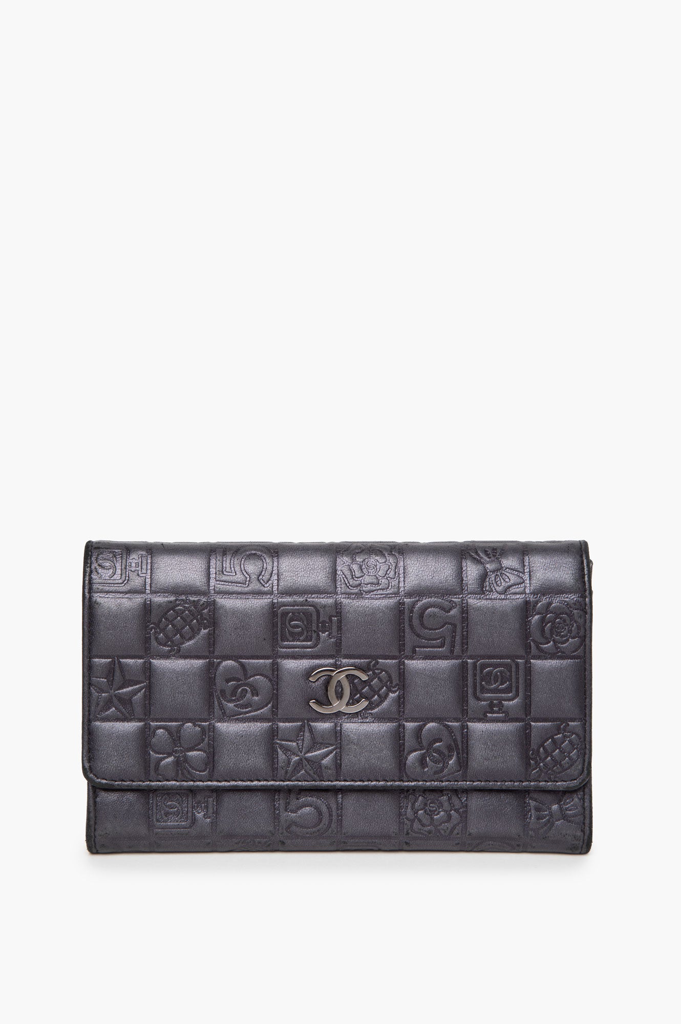 Chanel 2006 Black Emboss Leather Wallet