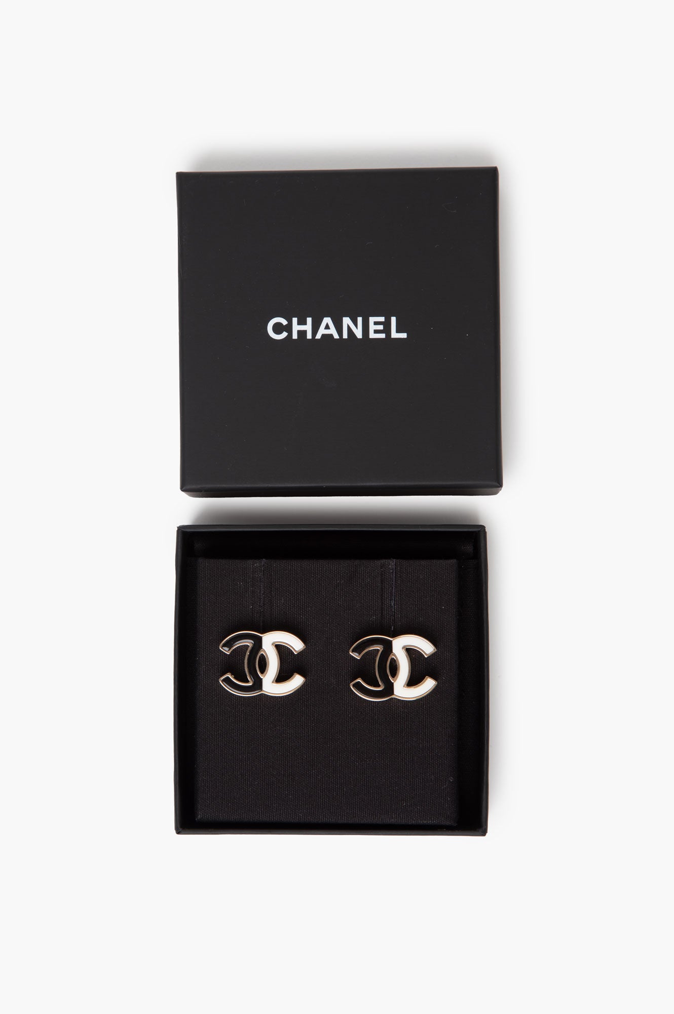Chanel Gold CC Black and White Earrings